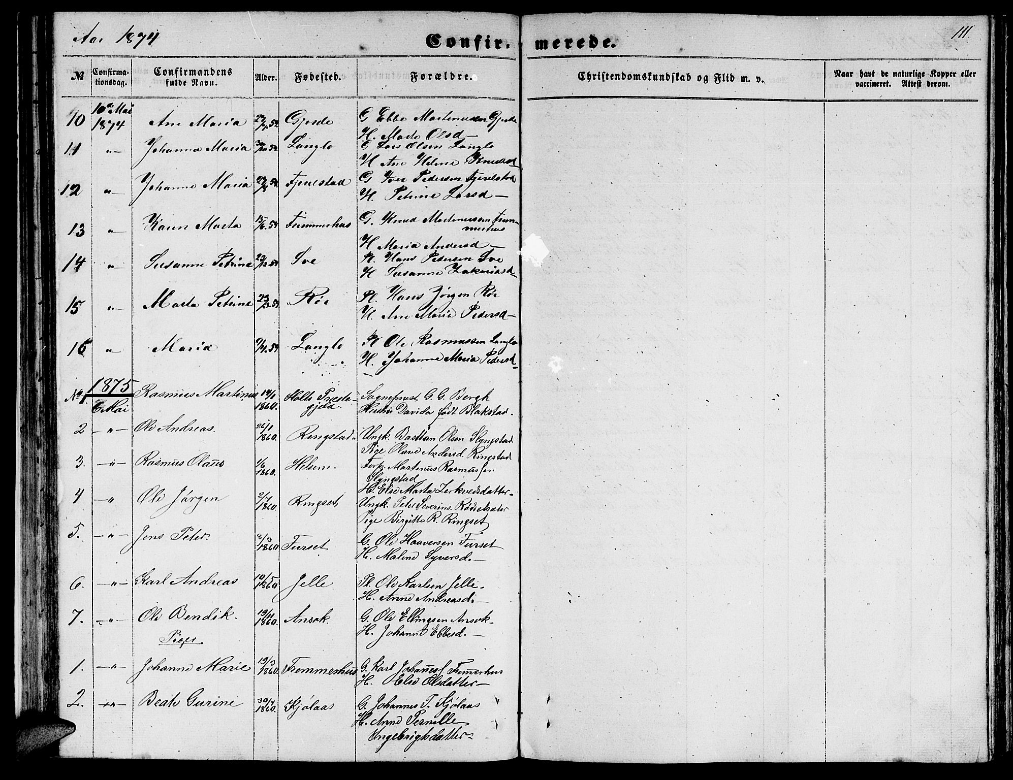 Ministerialprotokoller, klokkerbøker og fødselsregistre - Møre og Romsdal, AV/SAT-A-1454/520/L0291: Parish register (copy) no. 520C03, 1854-1881, p. 111