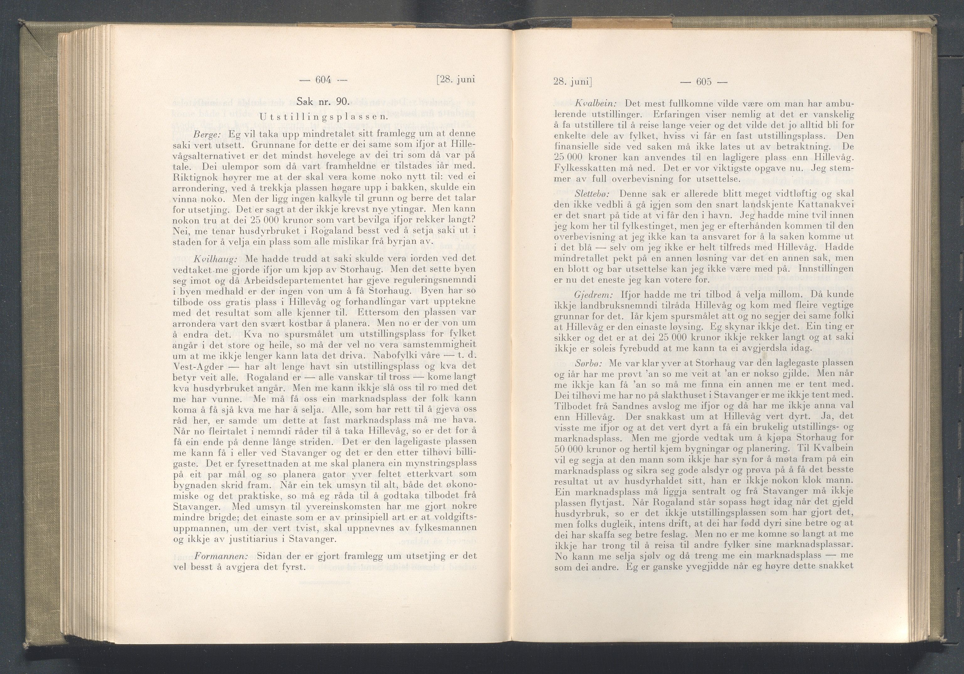 Rogaland fylkeskommune - Fylkesrådmannen , IKAR/A-900/A/Aa/Aaa/L0043: Møtebok , 1924, p. 604-605