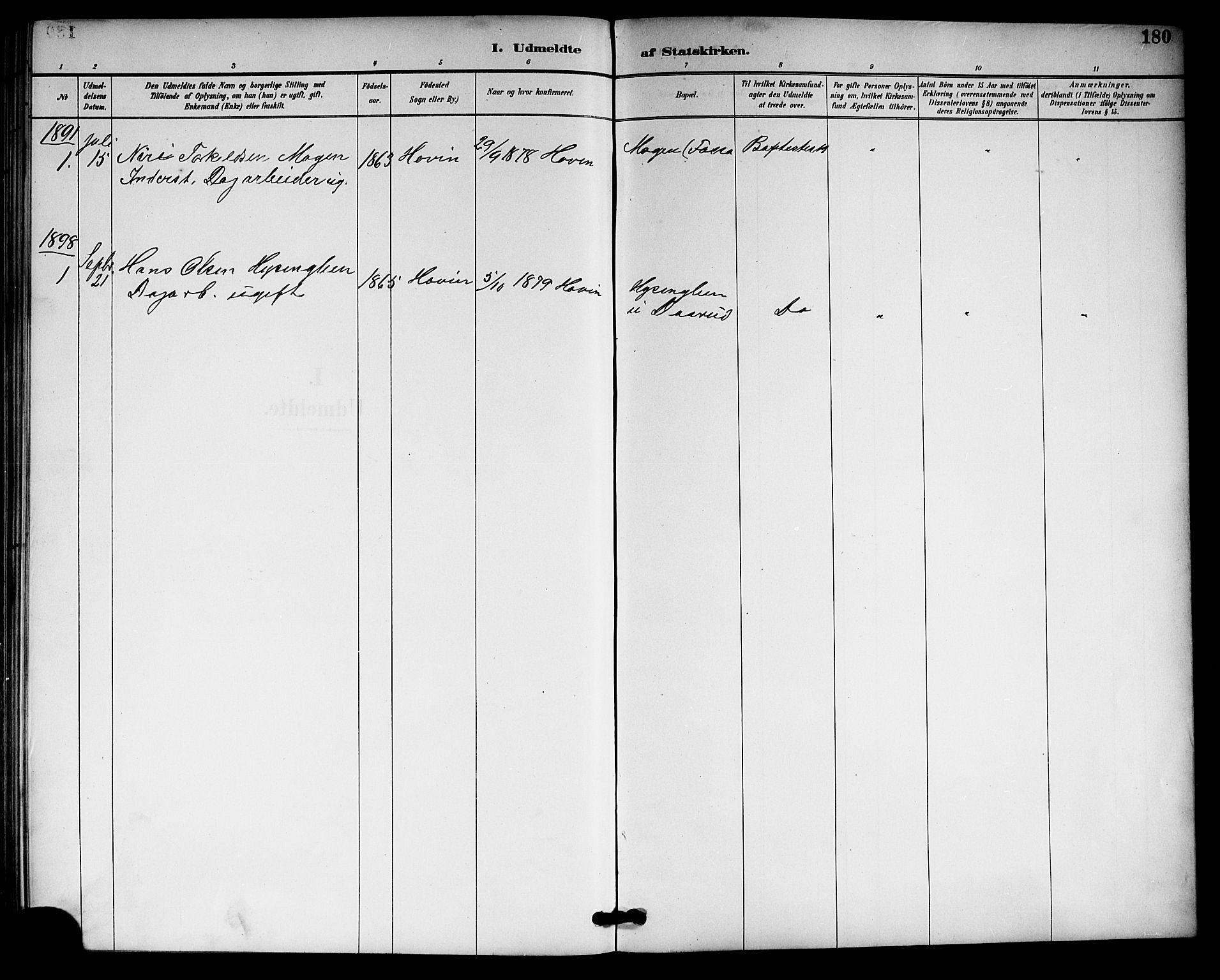Gransherad kirkebøker, SAKO/A-267/G/Gb/L0003: Parish register (copy) no. II 3, 1887-1921, p. 180
