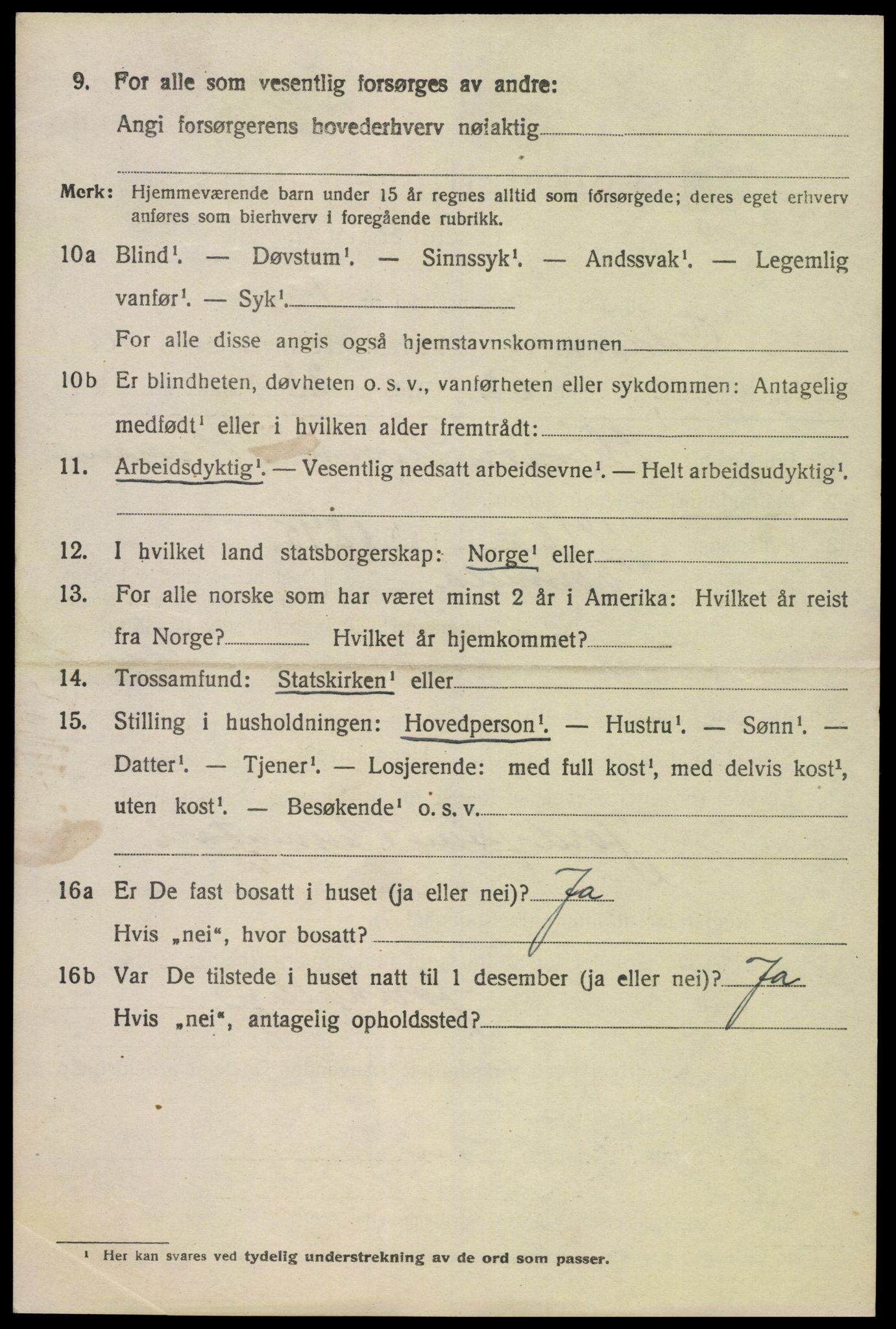 SAK, 1920 census for Oddernes, 1920, p. 7054