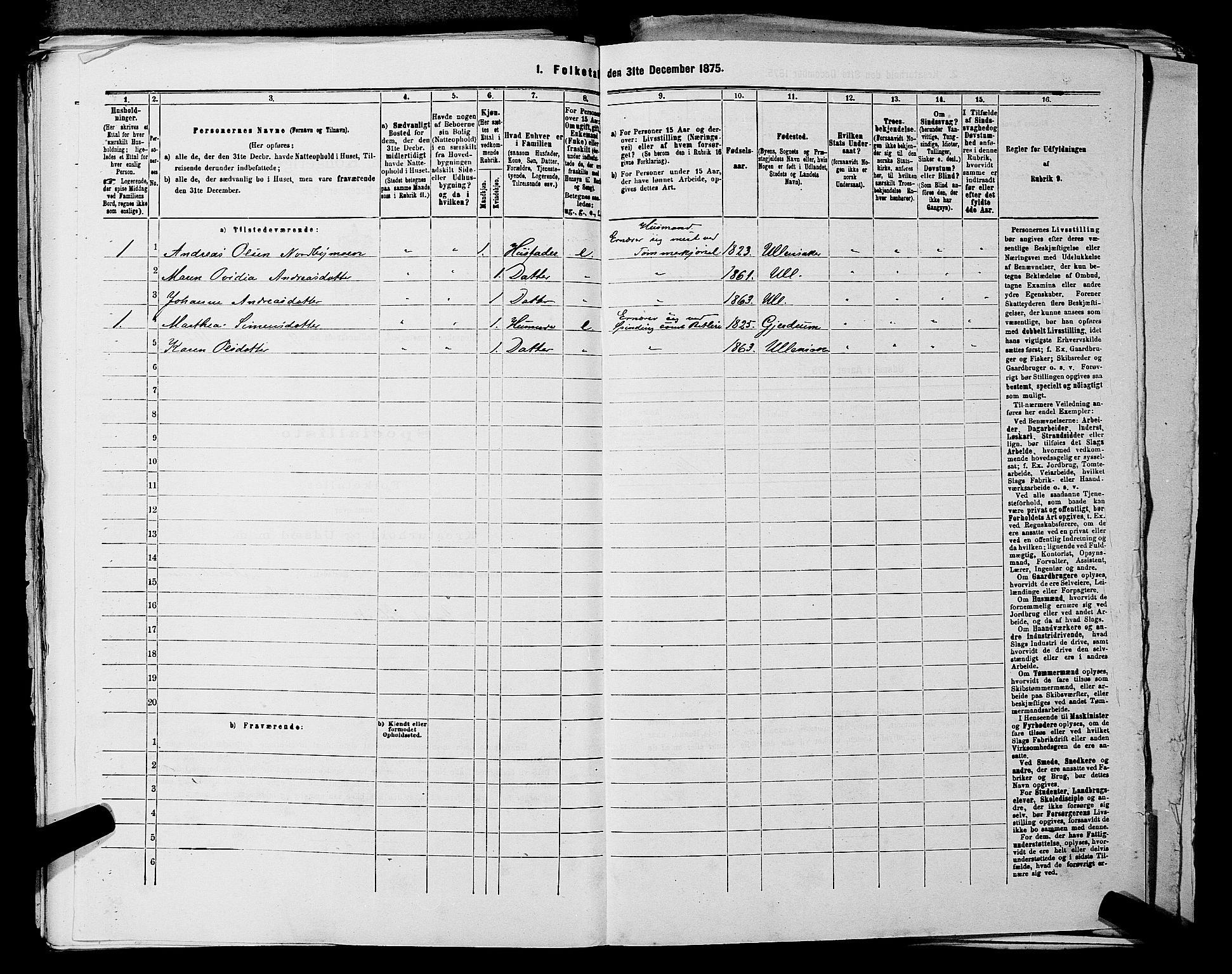 RA, 1875 census for 0235P Ullensaker, 1875, p. 1448