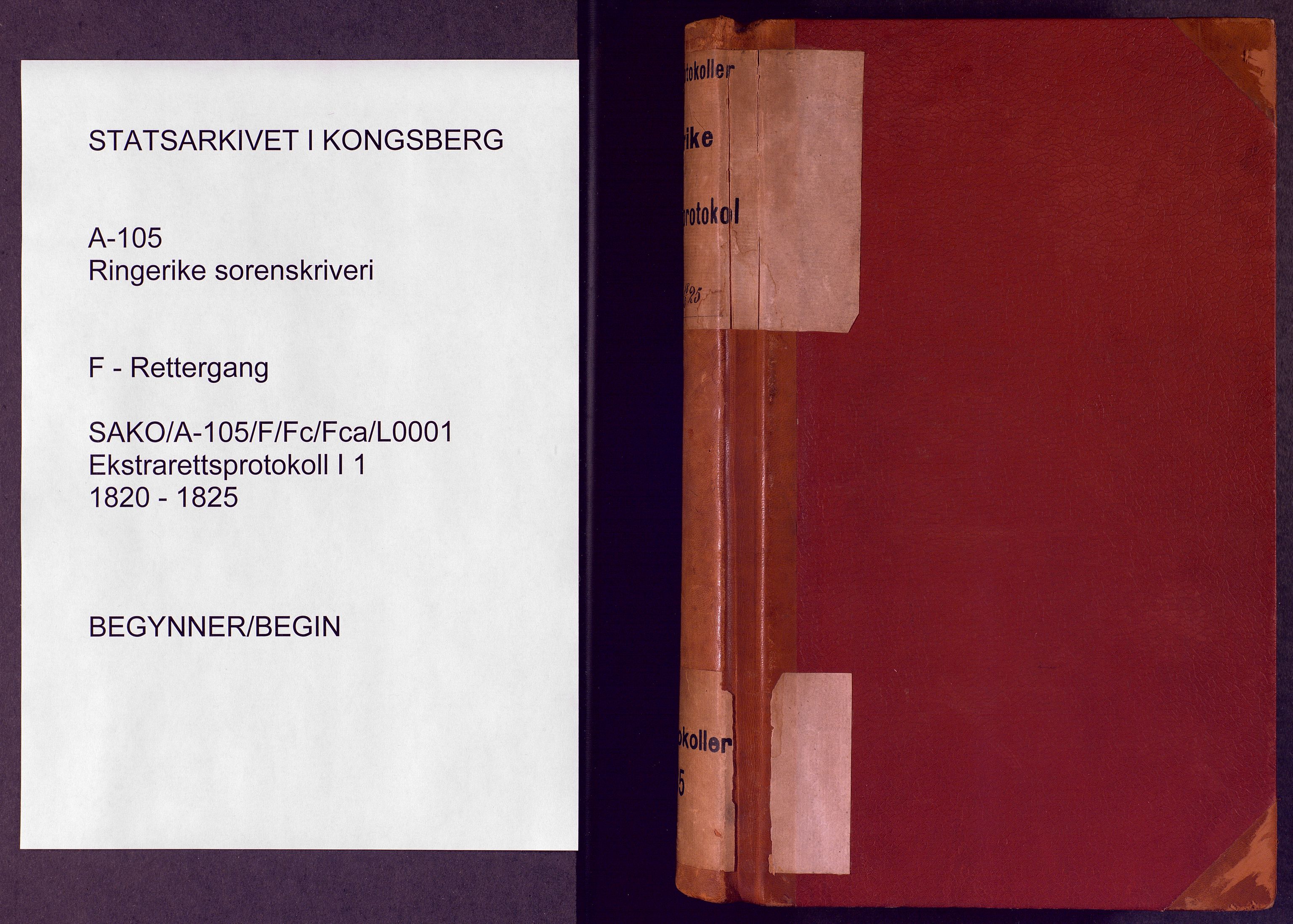 Ringerike sorenskriveri, AV/SAKO-A-105/F/Fc/Fca/L0001: Ekstrarettsprotokoll, 1820-1825