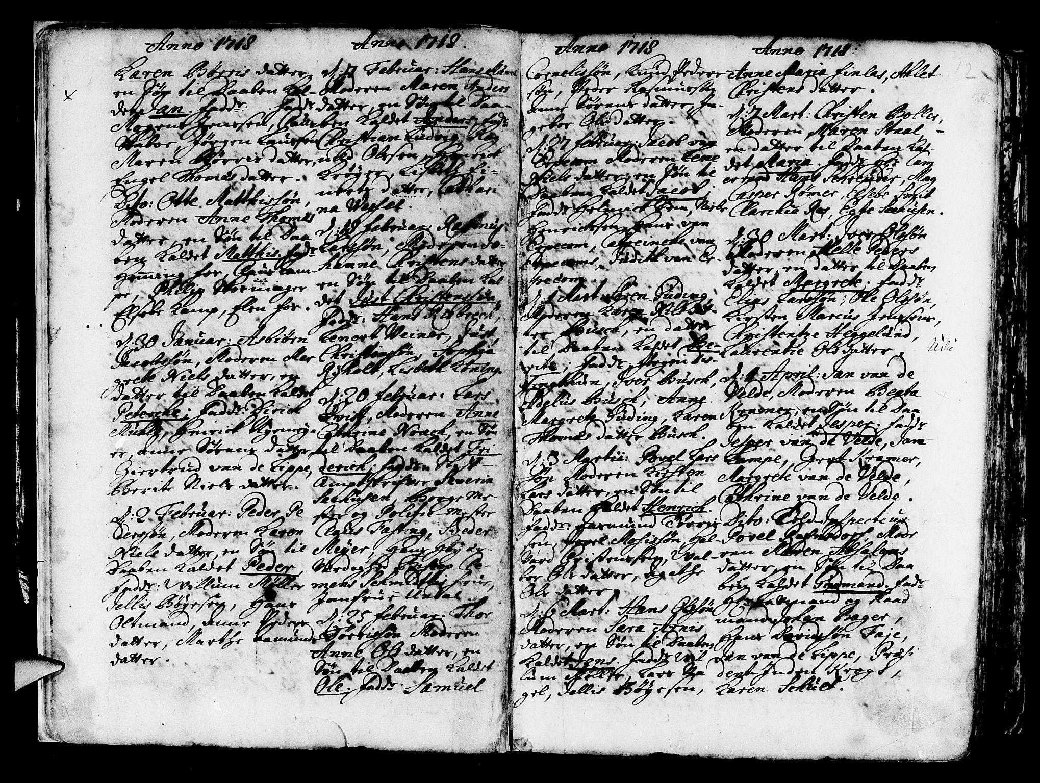 Nykirken Sokneprestembete, AV/SAB-A-77101/H/Haa/L0003: Parish register (official) no. A 3, 1717-1764, p. 12