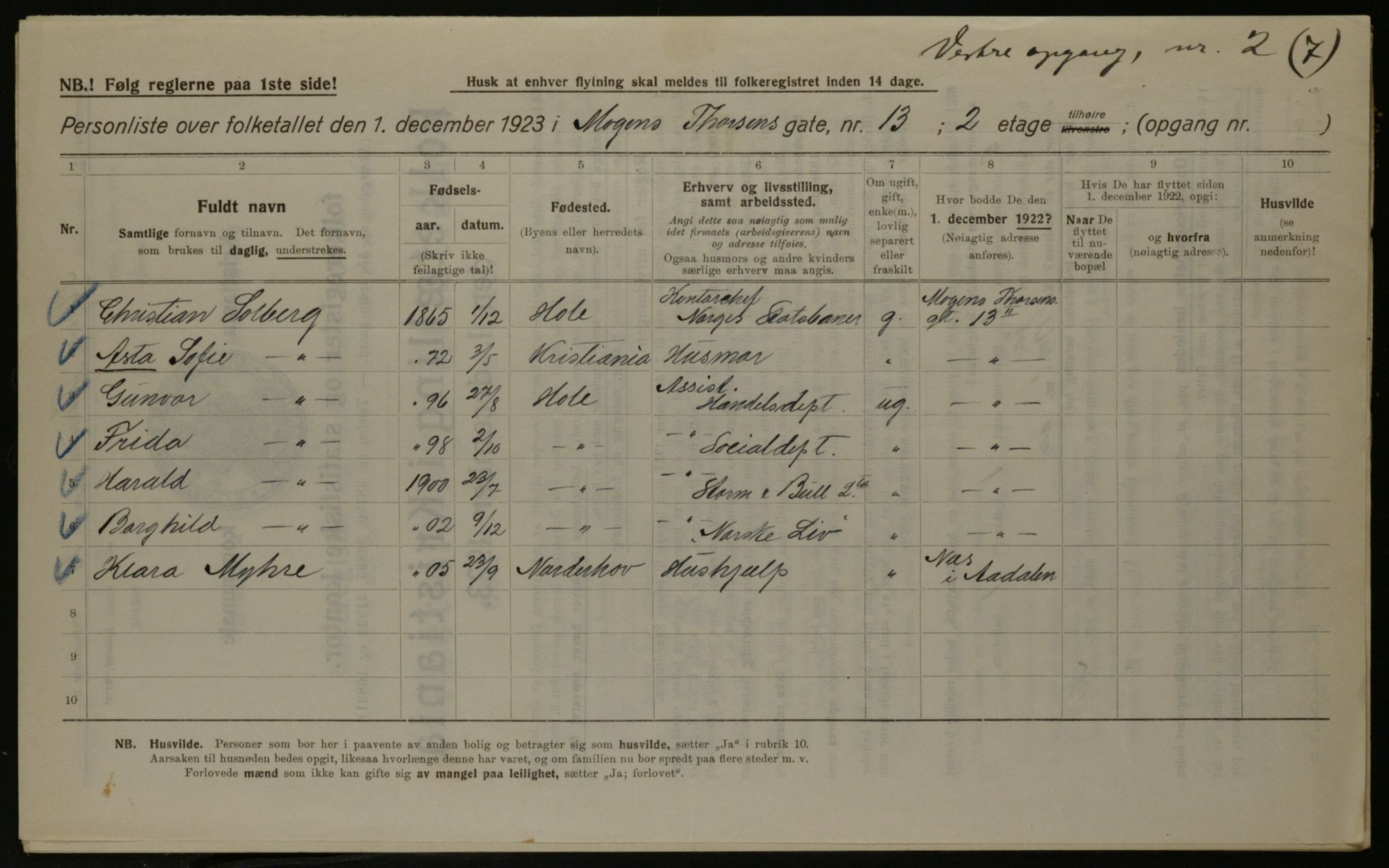 OBA, Municipal Census 1923 for Kristiania, 1923, p. 72608