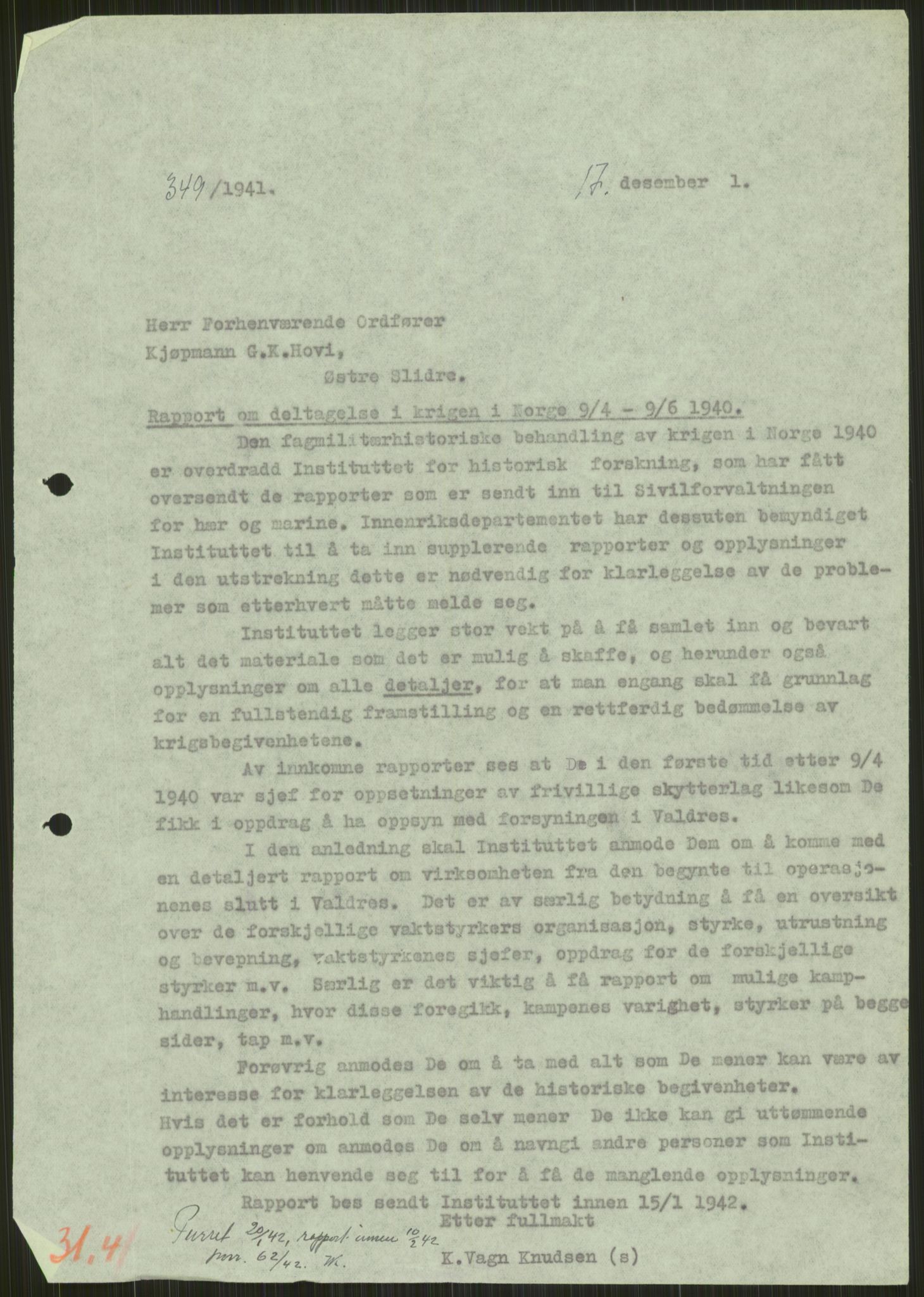 Forsvaret, Forsvarets krigshistoriske avdeling, AV/RA-RAFA-2017/Y/Ya/L0014: II-C-11-31 - Fylkesmenn.  Rapporter om krigsbegivenhetene 1940., 1940, p. 282