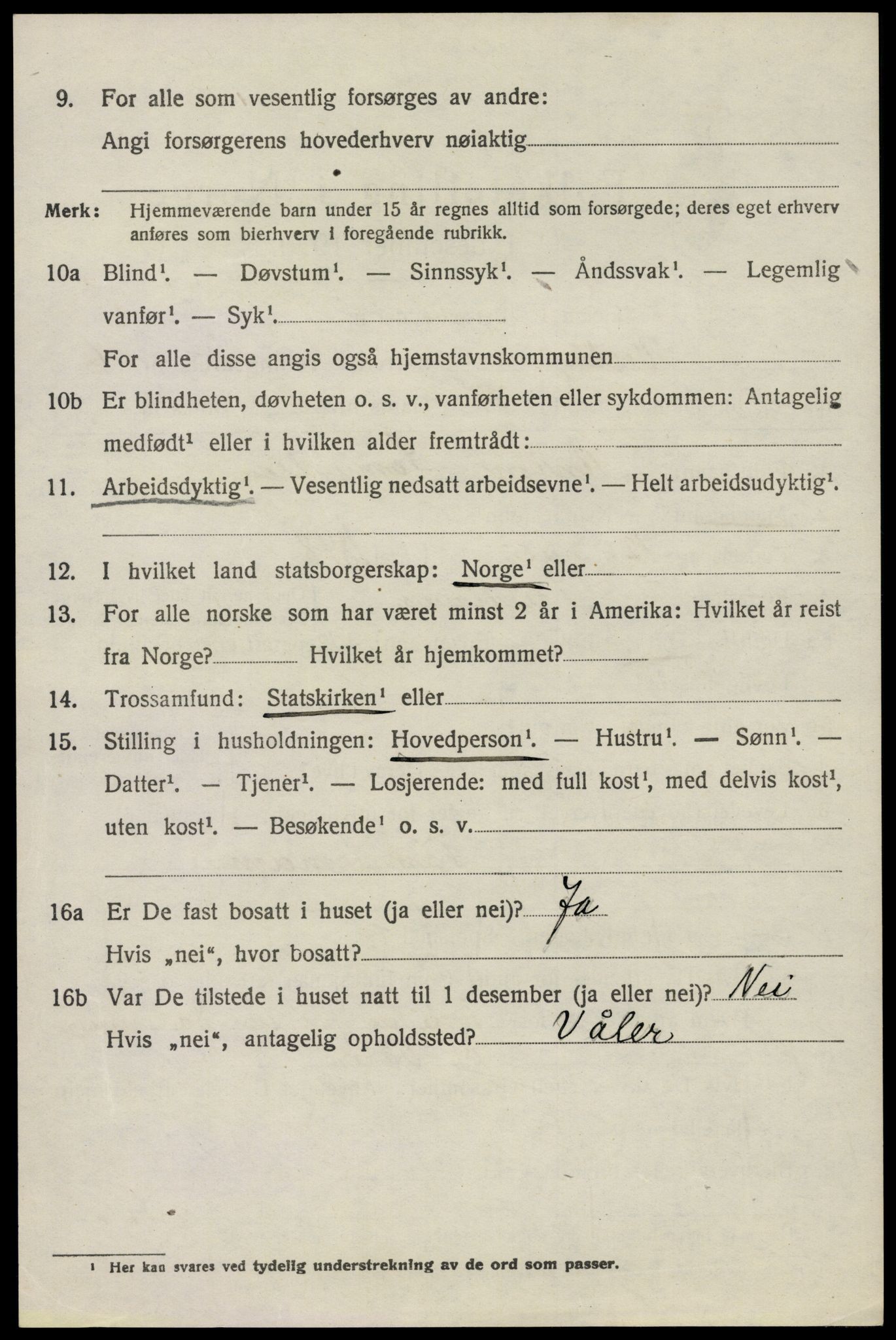 SAO, 1920 census for Vestby, 1920, p. 7288