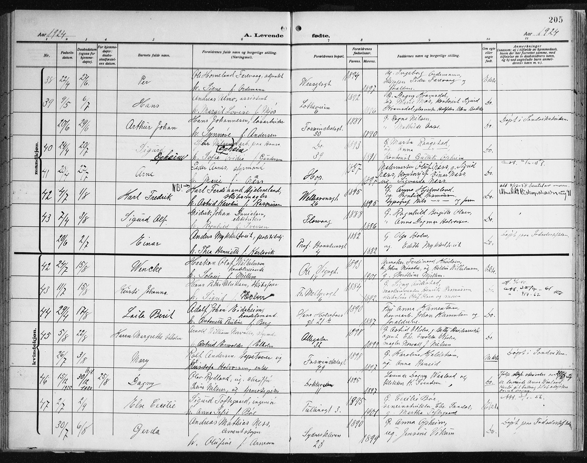 Johanneskirken sokneprestembete, AV/SAB-A-76001/H/Haa: Parish register (official) no. A 3, 1913-1934, p. 205