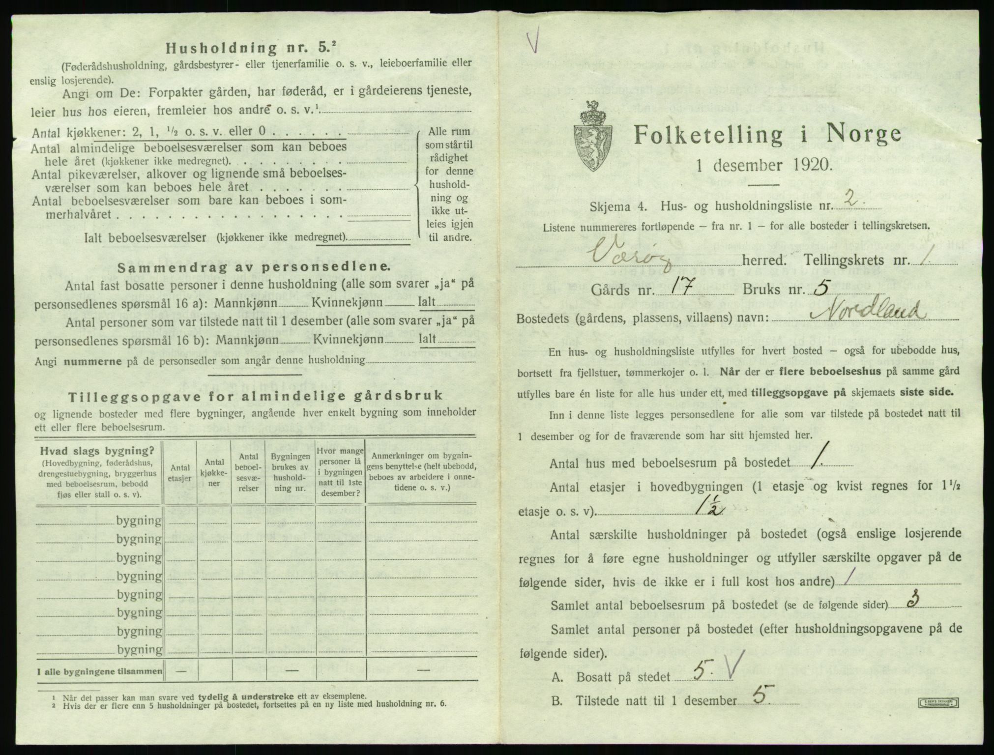 SAT, 1920 census for Værøy, 1920, p. 33