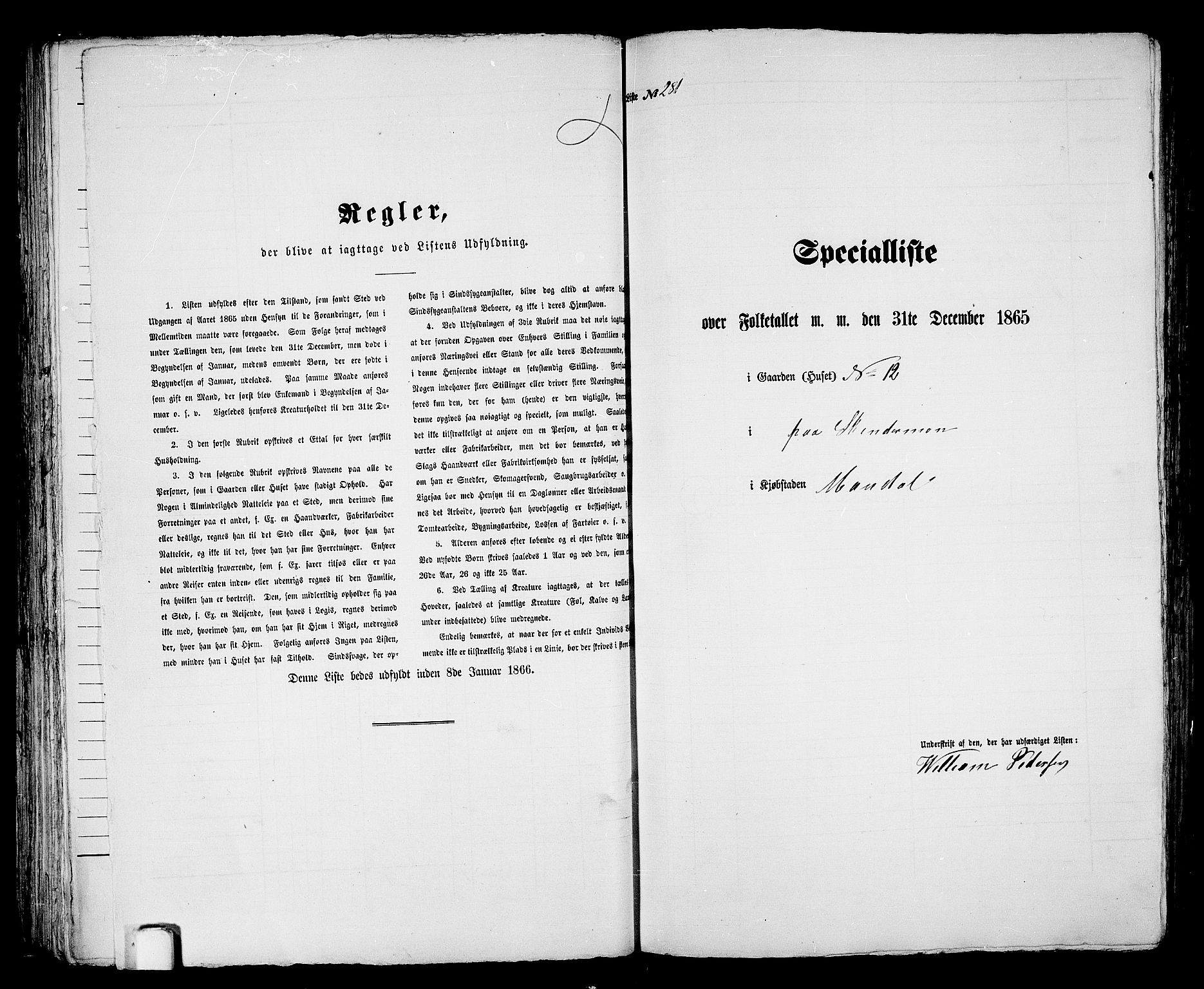 RA, 1865 census for Mandal/Mandal, 1865, p. 568