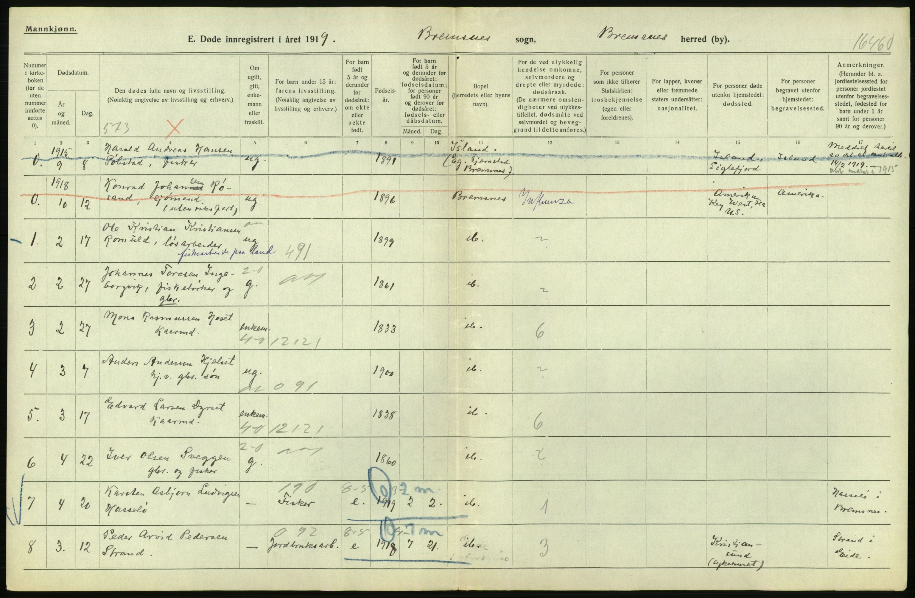 Statistisk sentralbyrå, Sosiodemografiske emner, Befolkning, AV/RA-S-2228/D/Df/Dfb/Dfbi/L0042: Møre fylke: Døde. Bygder og byer., 1919, p. 156