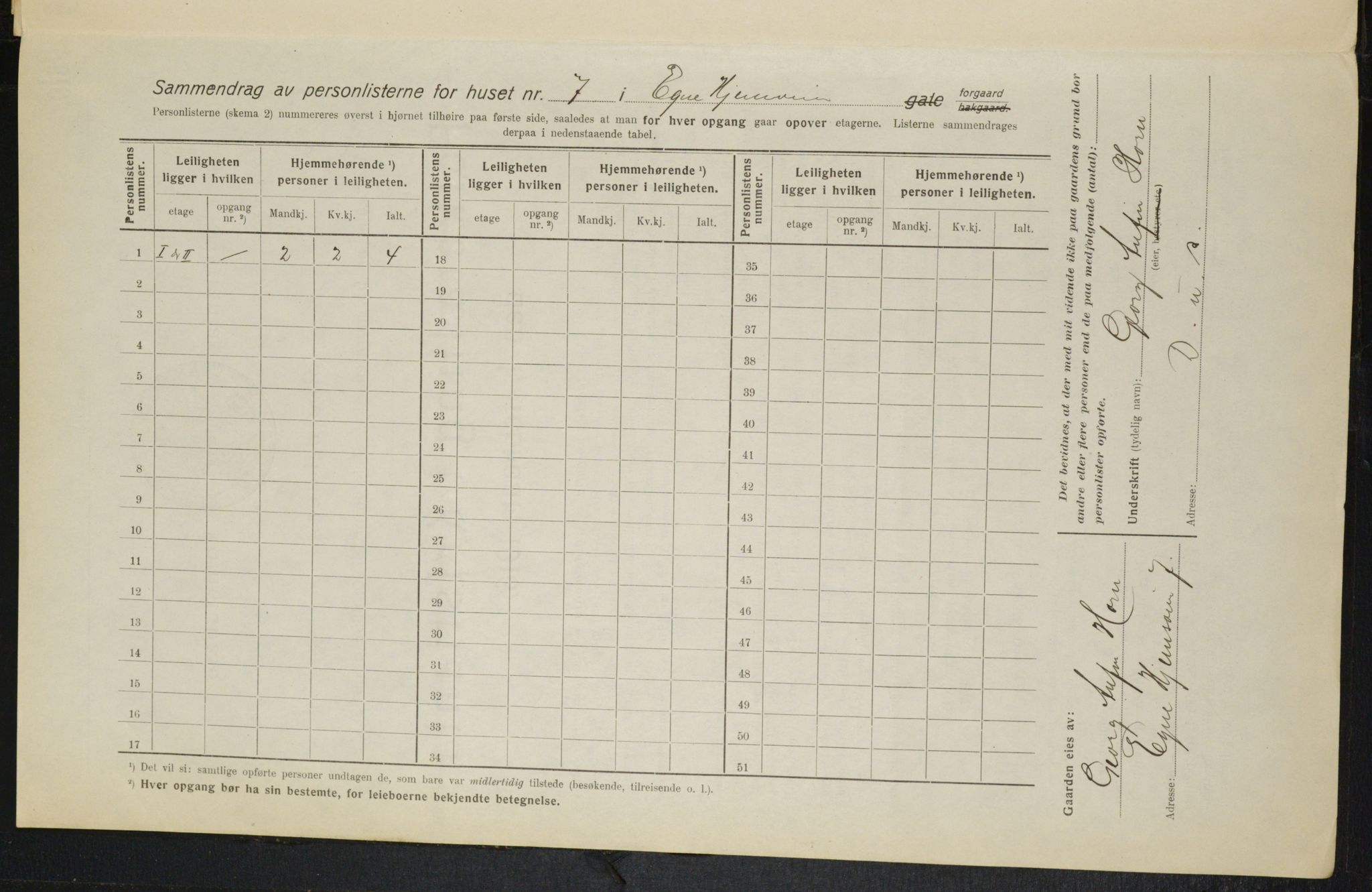 OBA, Municipal Census 1916 for Kristiania, 1916, p. 18998