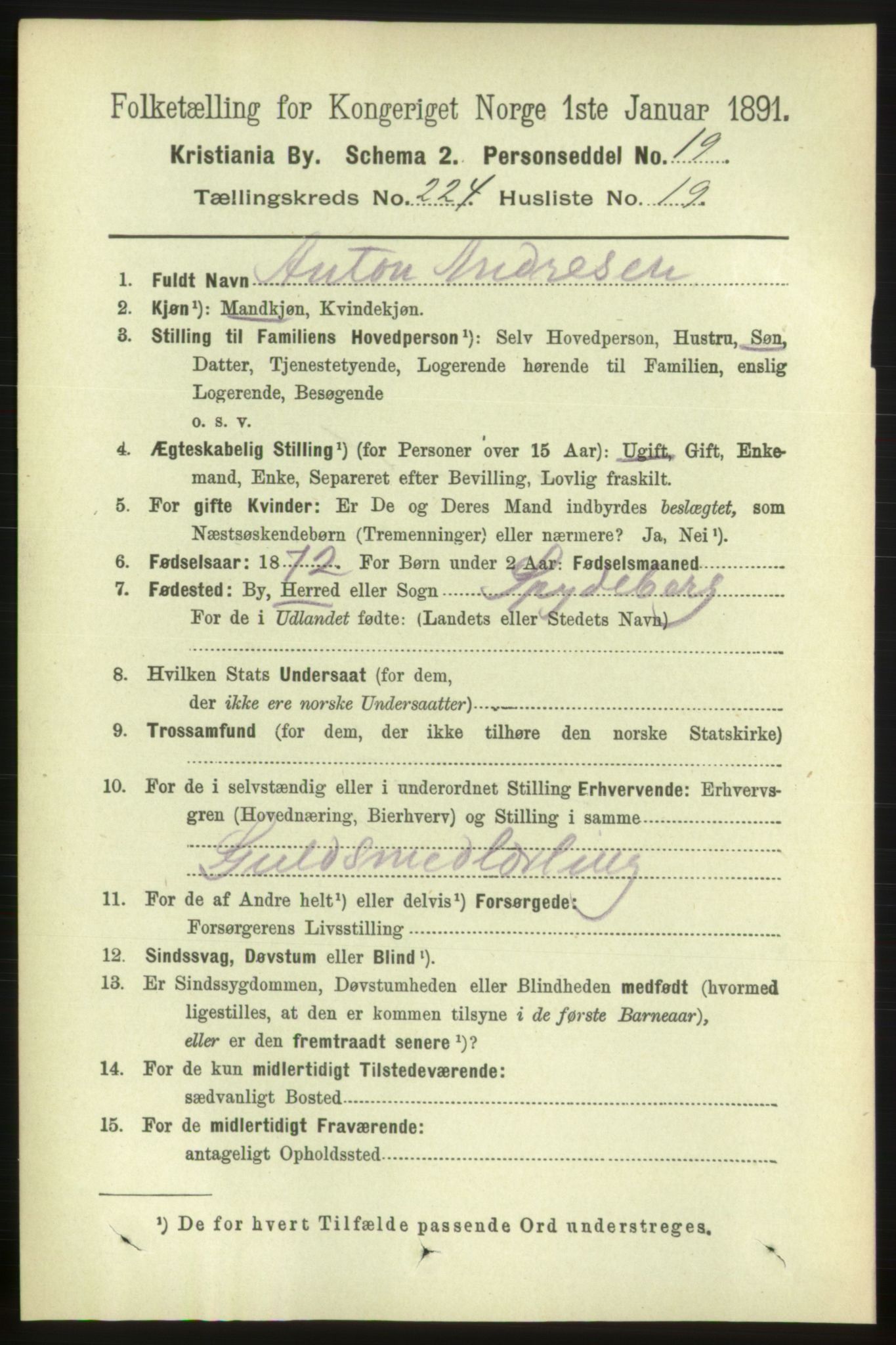 RA, 1891 census for 0301 Kristiania, 1891, p. 136101