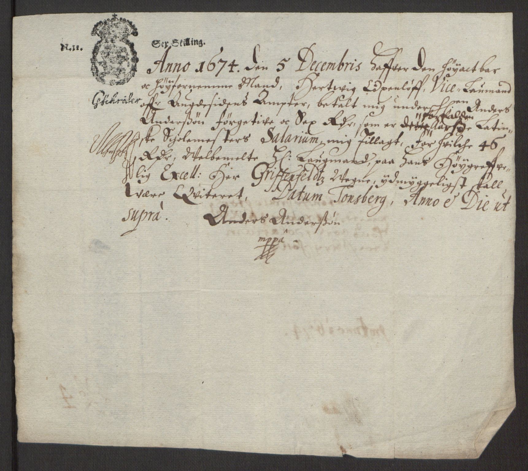 Rentekammeret inntil 1814, Reviderte regnskaper, Fogderegnskap, AV/RA-EA-4092/R32/L1844: Fogderegnskap Jarlsberg grevskap, 1674-1675, p. 8