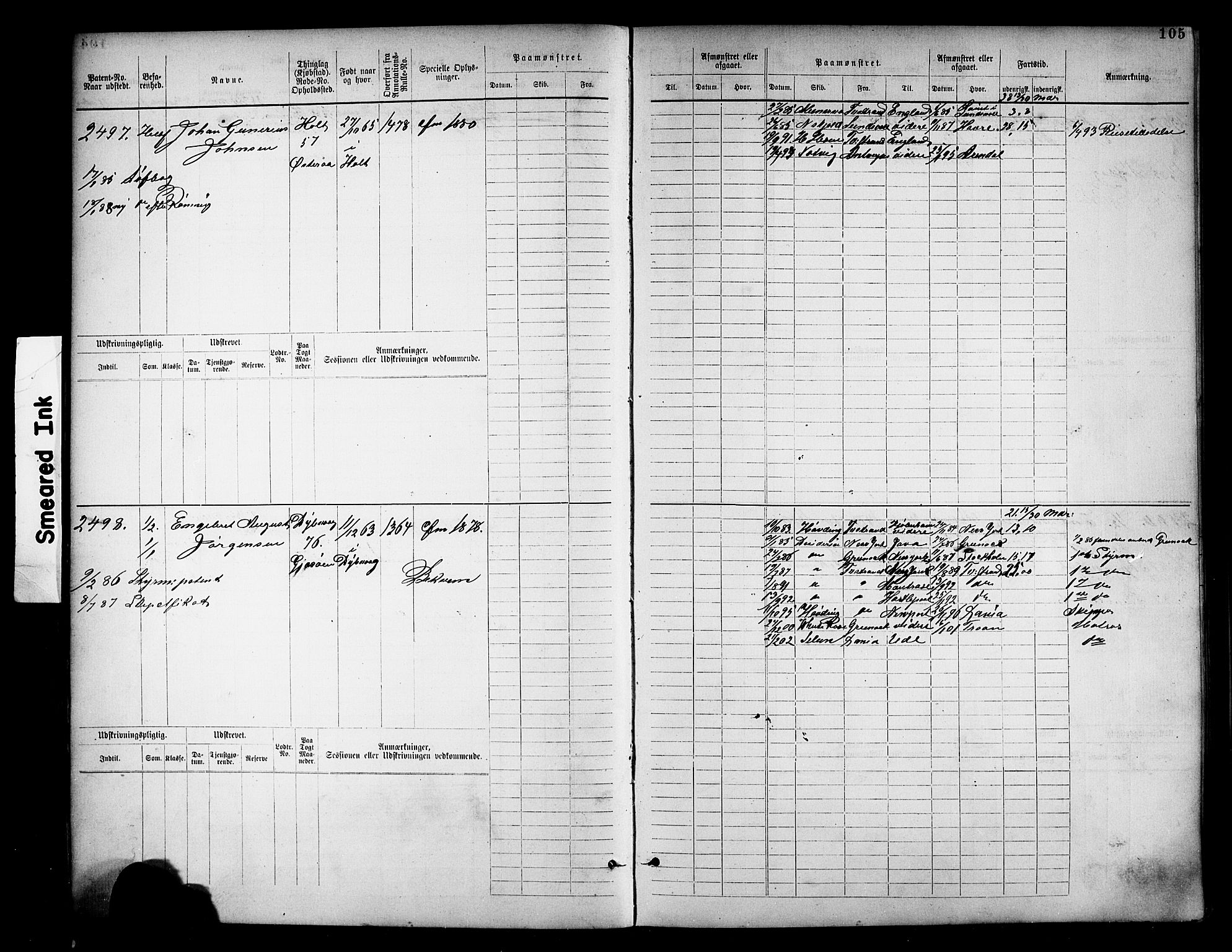 Tvedestrand mønstringskrets, SAK/2031-0011/F/Fb/L0018: Hovedrulle nr 2289-3056, U-34, 1882-1892, p. 110