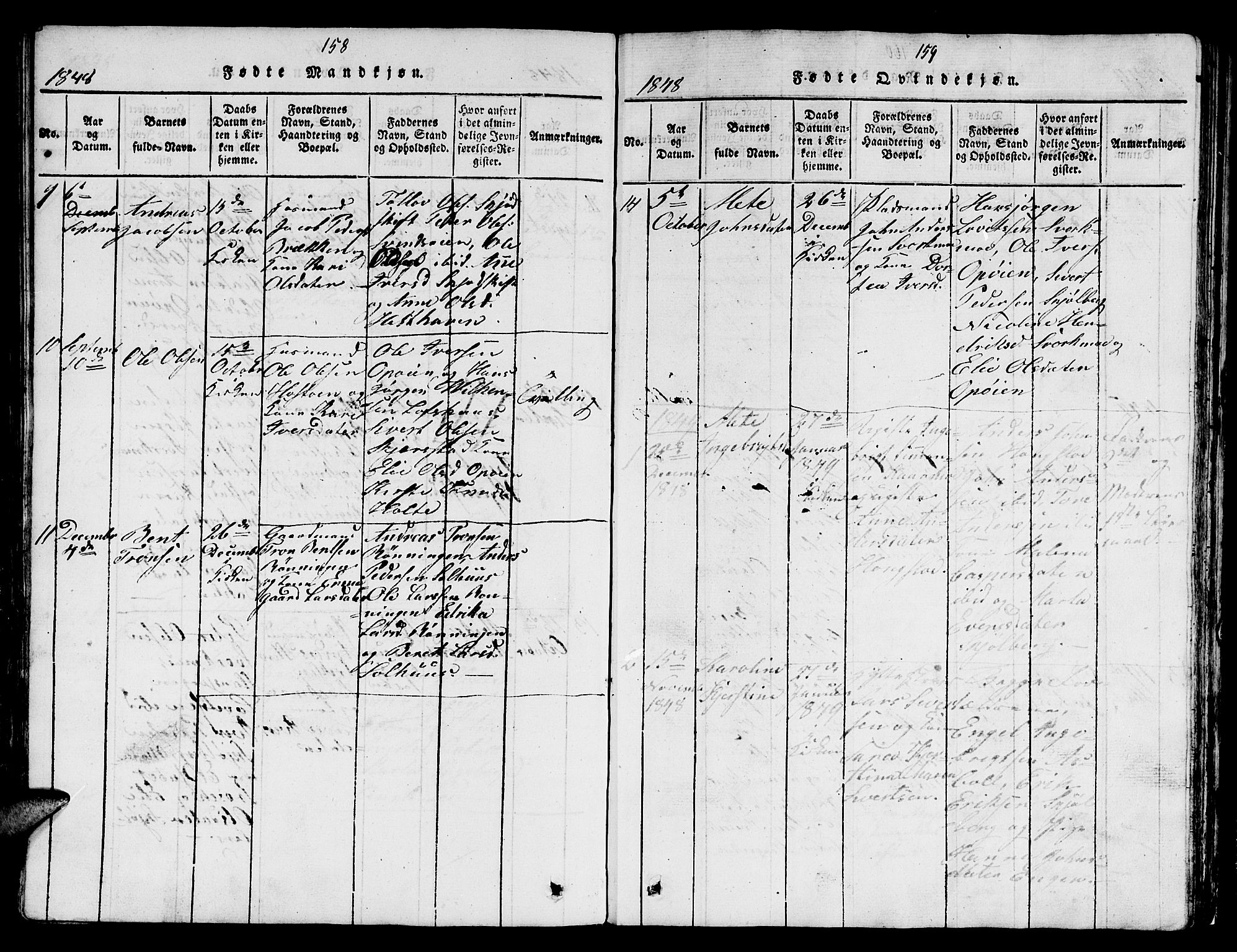 Ministerialprotokoller, klokkerbøker og fødselsregistre - Sør-Trøndelag, SAT/A-1456/671/L0842: Parish register (copy) no. 671C01, 1816-1867, p. 158-159