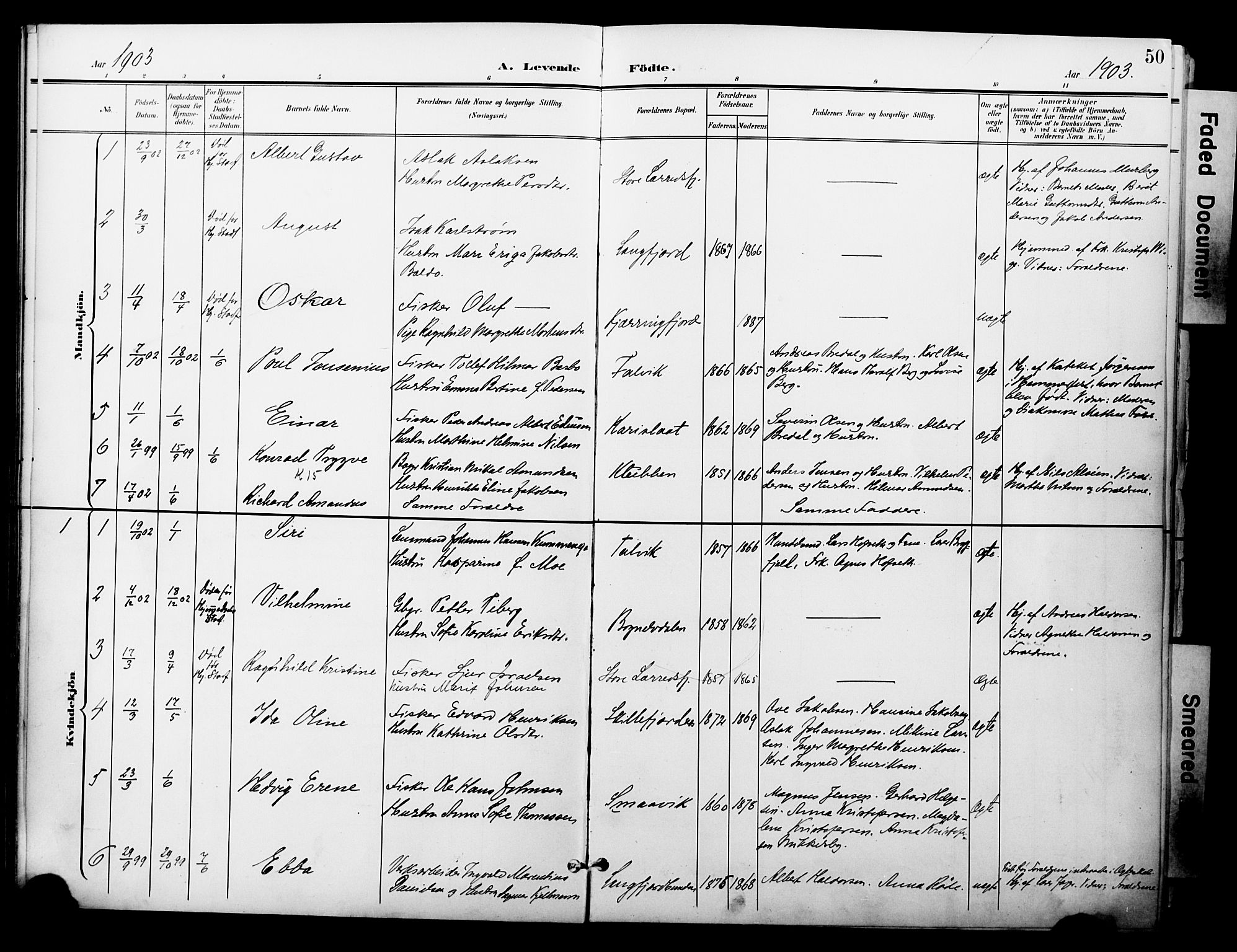 Talvik sokneprestkontor, SATØ/S-1337/H/Ha/L0014kirke: Parish register (official) no. 14, 1897-1905, p. 50