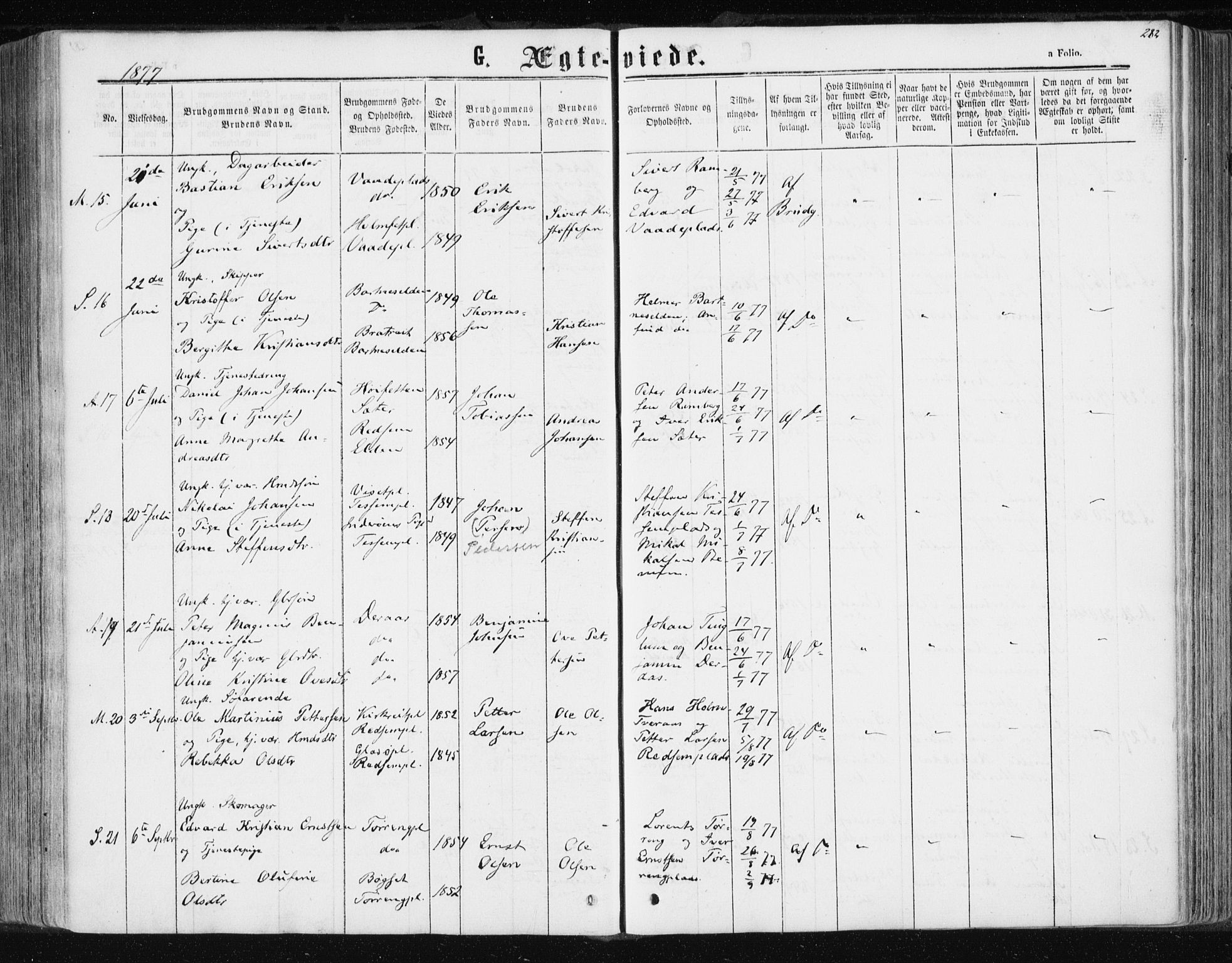 Ministerialprotokoller, klokkerbøker og fødselsregistre - Nord-Trøndelag, AV/SAT-A-1458/741/L0394: Parish register (official) no. 741A08, 1864-1877, p. 282