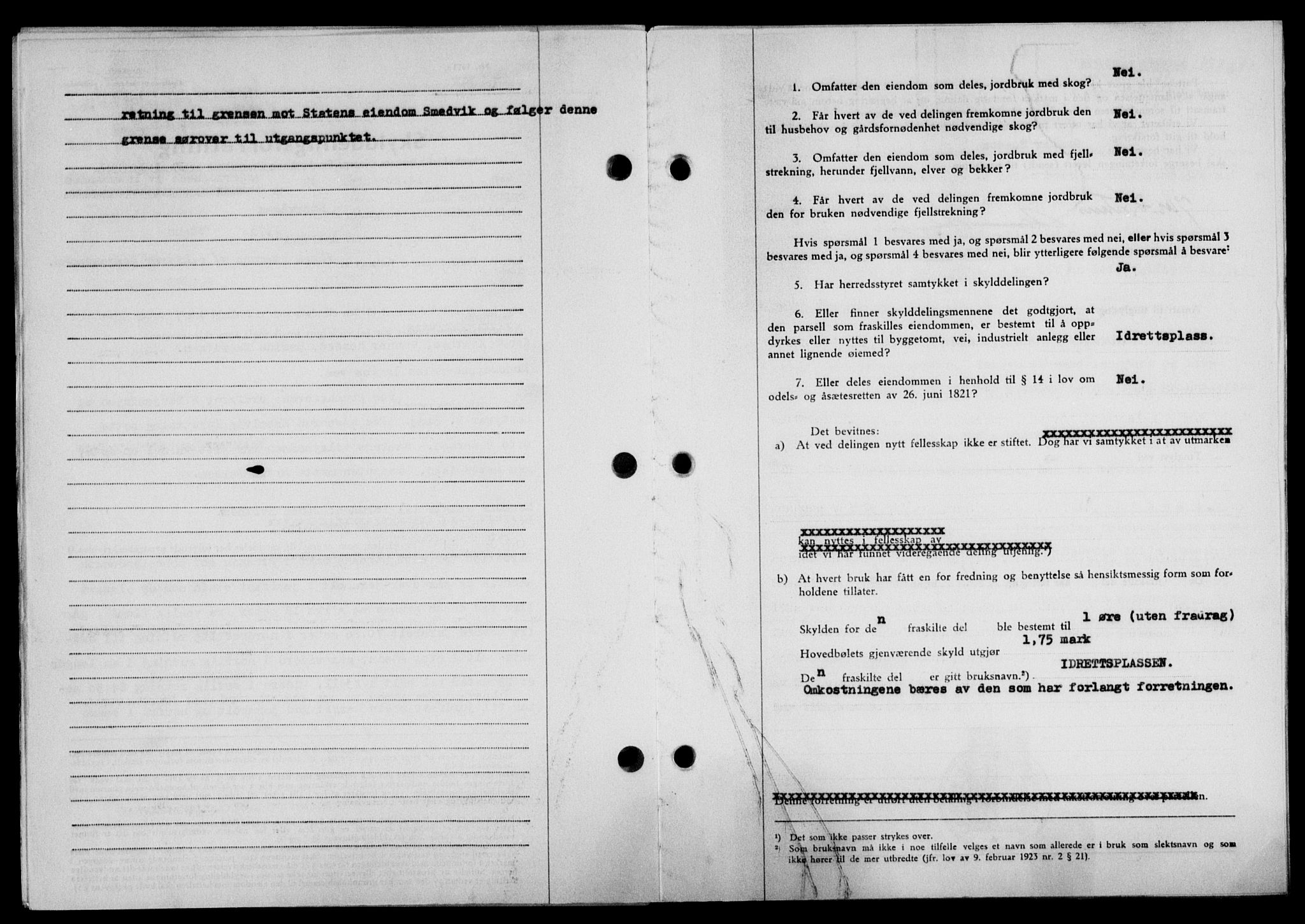 Lofoten sorenskriveri, SAT/A-0017/1/2/2C/L0023a: Mortgage book no. 23a, 1950-1950, Diary no: : 1037/1950