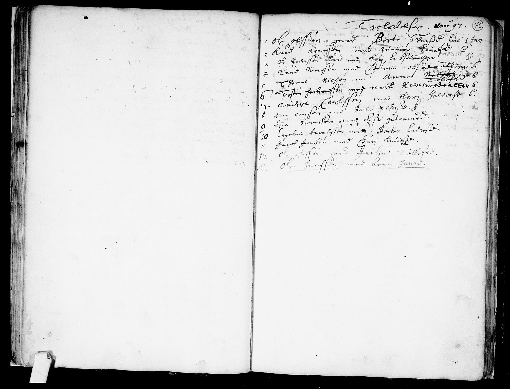 Nes kirkebøker, SAKO/A-236/F/Fa/L0001: Parish register (official) no. 1, 1693-1706, p. 46