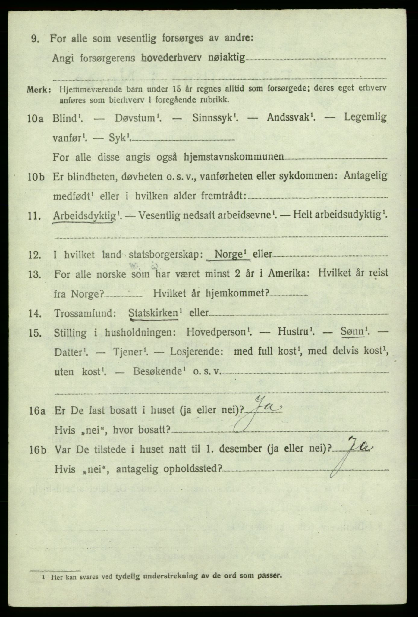 SAB, 1920 census for Jondal, 1920, p. 851