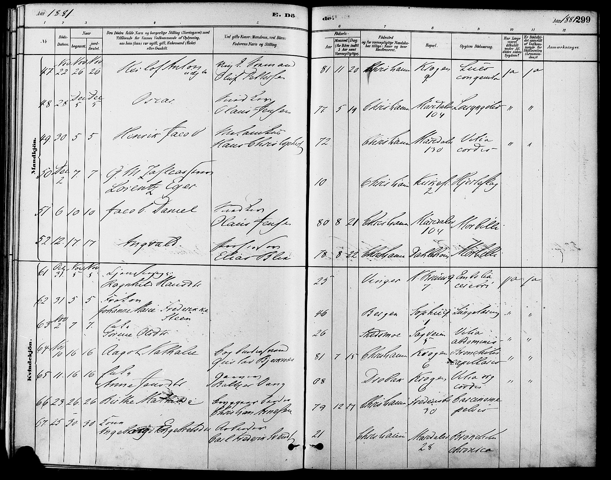 Gamle Aker prestekontor Kirkebøker, AV/SAO-A-10617a/F/L0006: Parish register (official) no. 6, 1880-1887, p. 299