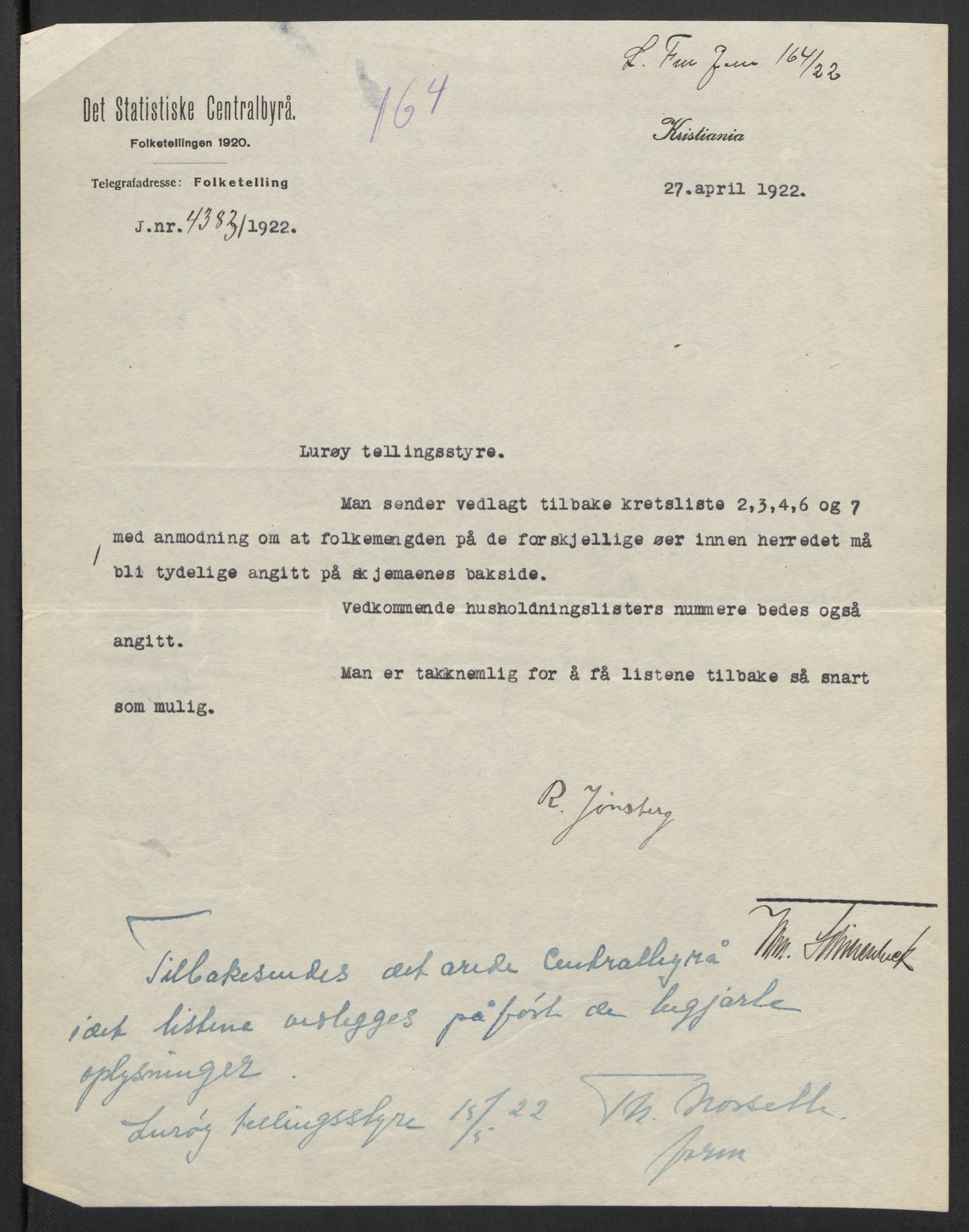 SAT, 1920 census for Lurøy, 1920, p. 4