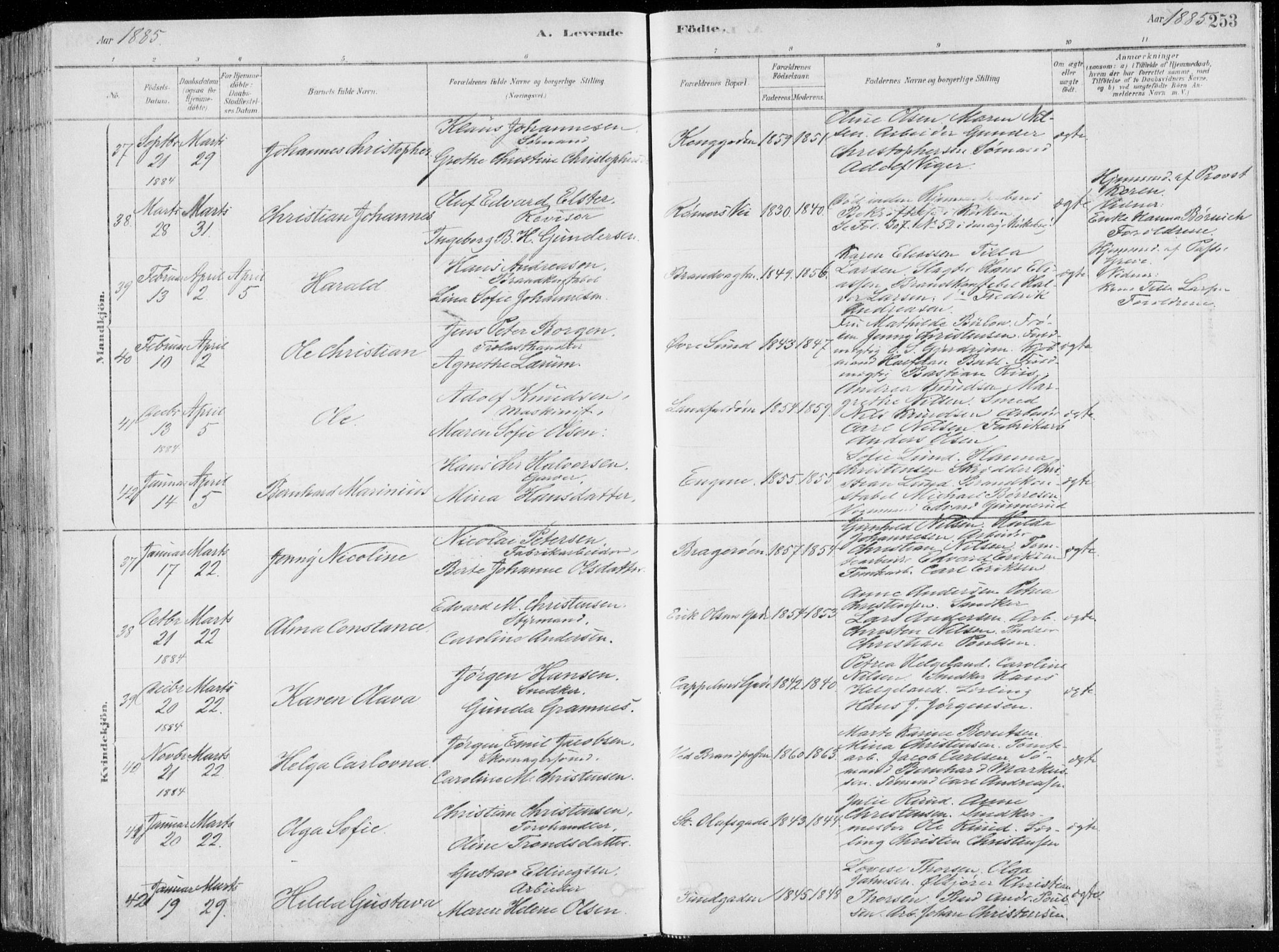 Bragernes kirkebøker, AV/SAKO-A-6/F/Fb/L0006a: Parish register (official) no. II 6A, 1878-1885, p. 253