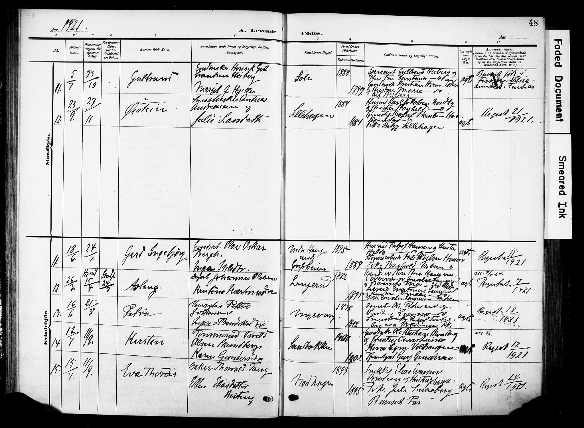 Nes prestekontor, Hedmark, AV/SAH-PREST-020/K/Ka/L0014: Parish register (official) no. 14, 1906-1929, p. 48