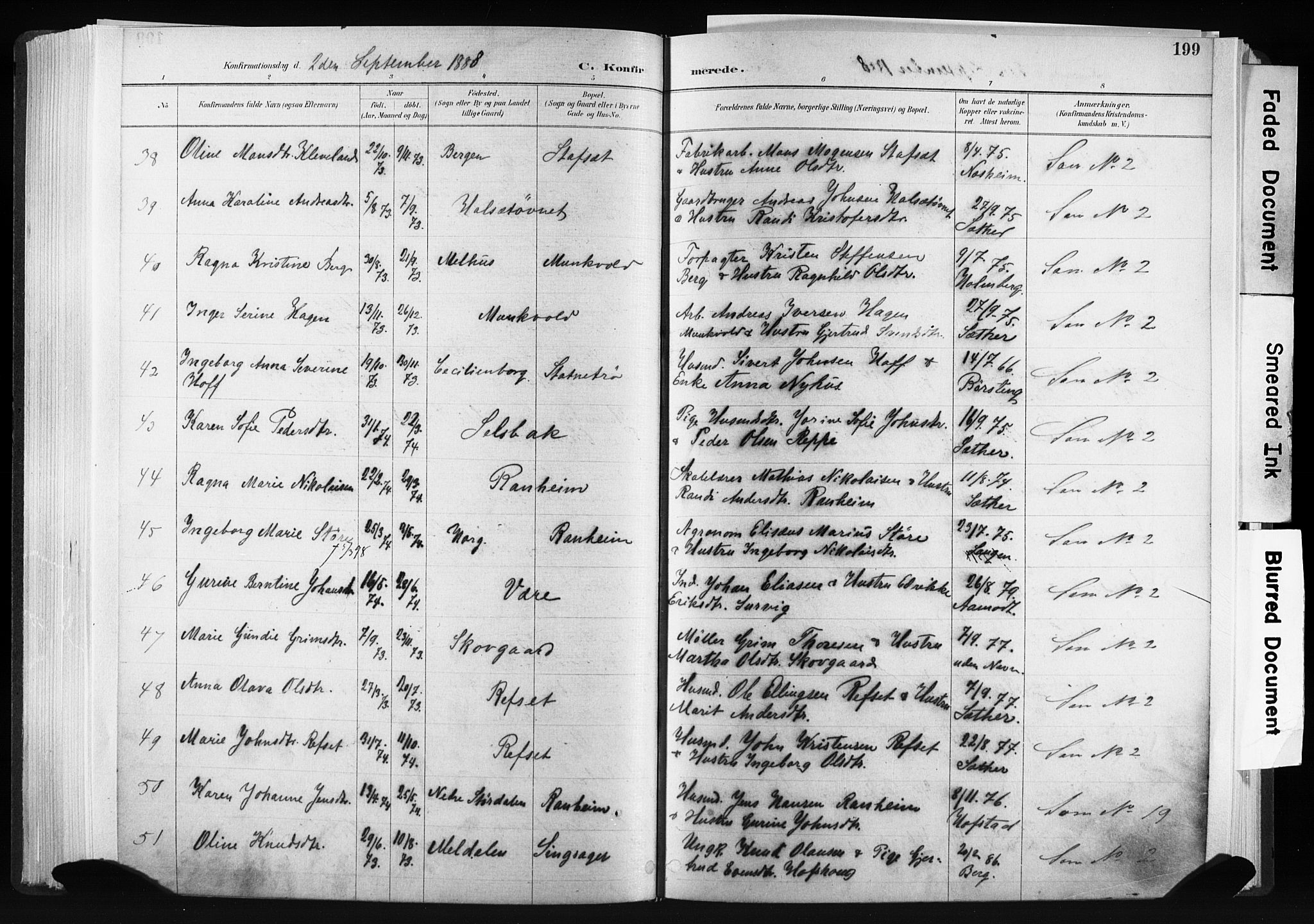 Ministerialprotokoller, klokkerbøker og fødselsregistre - Sør-Trøndelag, AV/SAT-A-1456/606/L0300: Parish register (official) no. 606A15, 1886-1893, p. 199