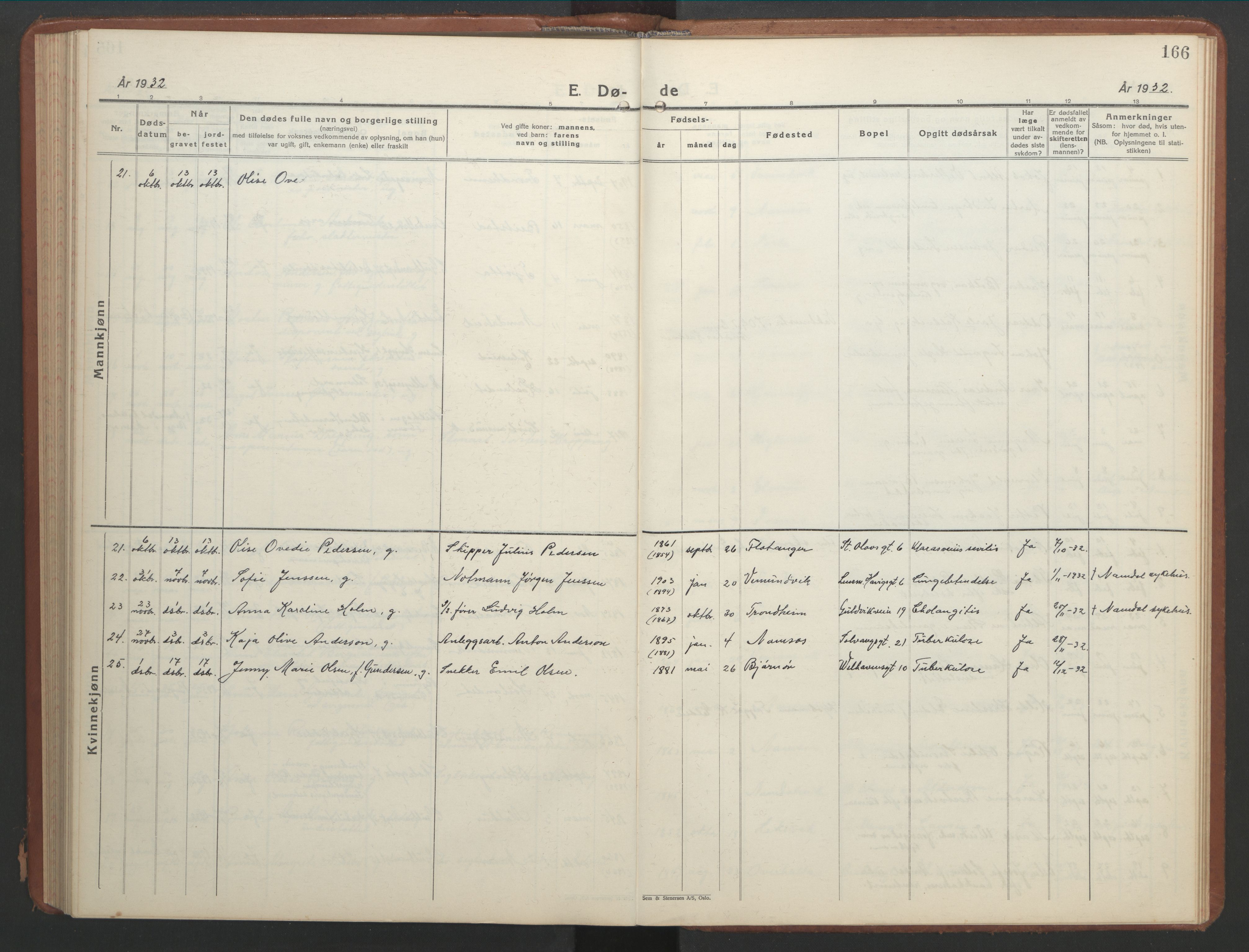 Ministerialprotokoller, klokkerbøker og fødselsregistre - Nord-Trøndelag, SAT/A-1458/768/L0583: Parish register (copy) no. 768C01, 1928-1953, p. 166