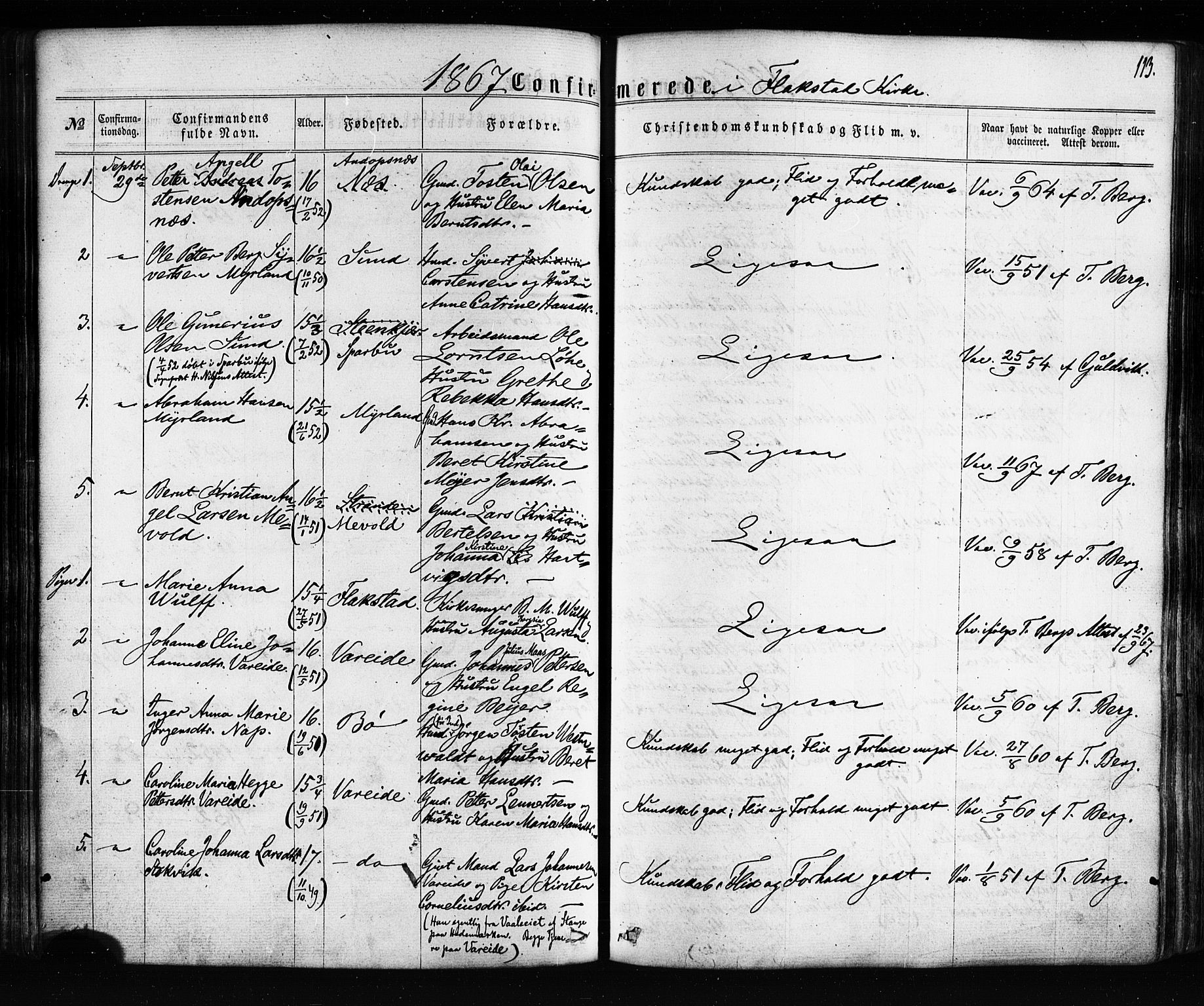 Ministerialprotokoller, klokkerbøker og fødselsregistre - Nordland, SAT/A-1459/885/L1203: Parish register (official) no. 885A04, 1859-1877, p. 113