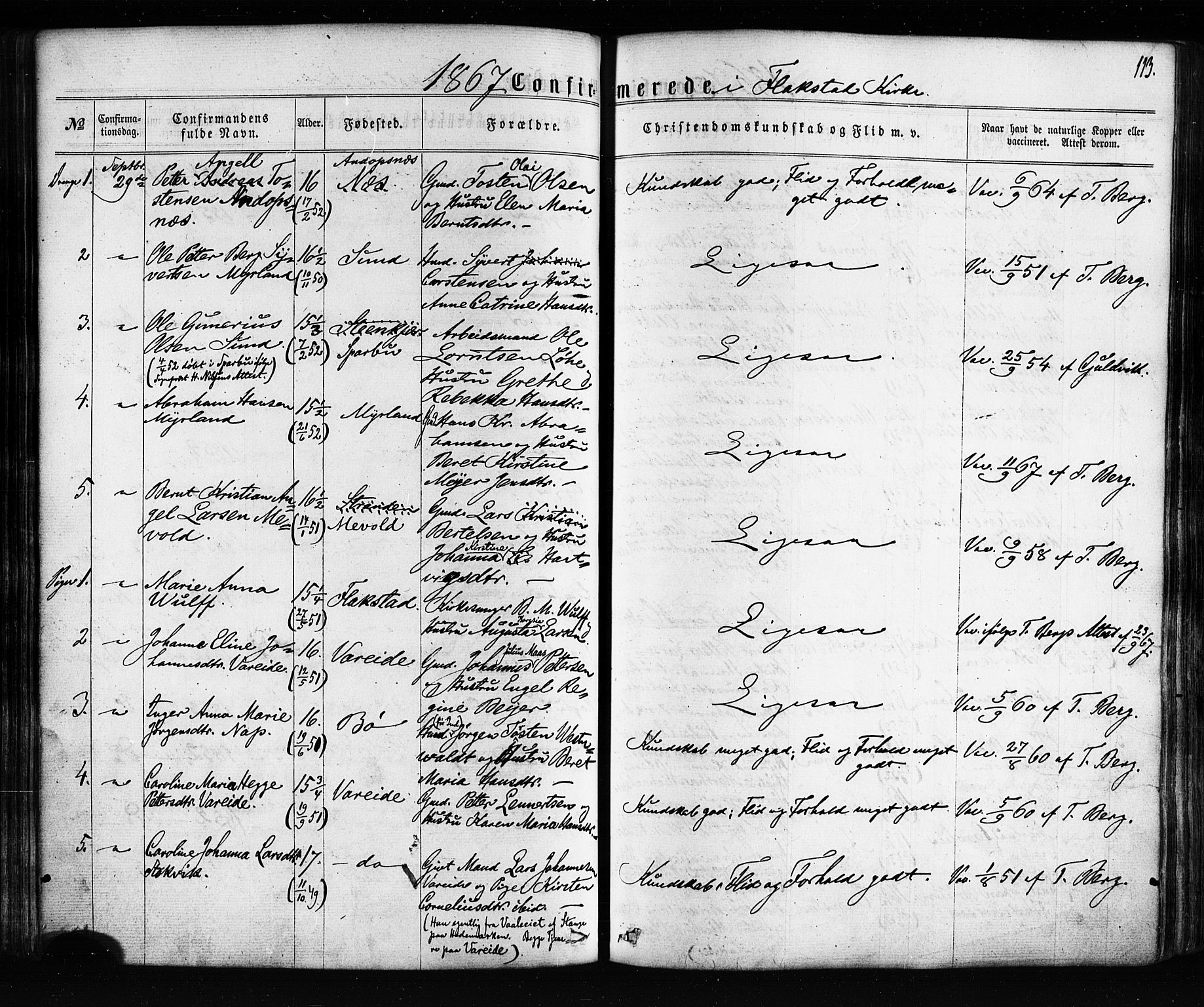 Ministerialprotokoller, klokkerbøker og fødselsregistre - Nordland, AV/SAT-A-1459/885/L1203: Parish register (official) no. 885A04, 1859-1877, p. 113