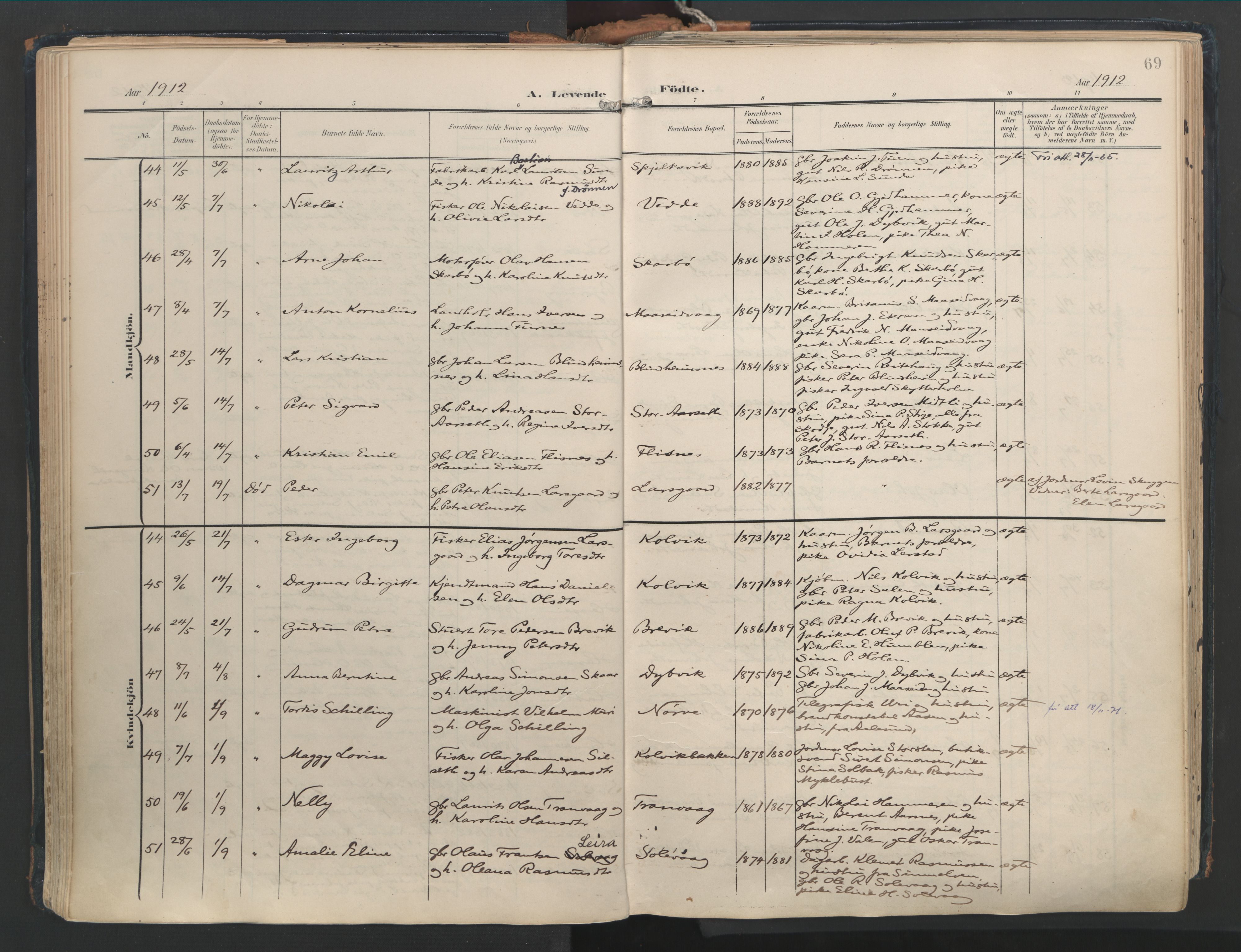 Ministerialprotokoller, klokkerbøker og fødselsregistre - Møre og Romsdal, AV/SAT-A-1454/528/L0411: Parish register (official) no. 528A20, 1907-1920, p. 69