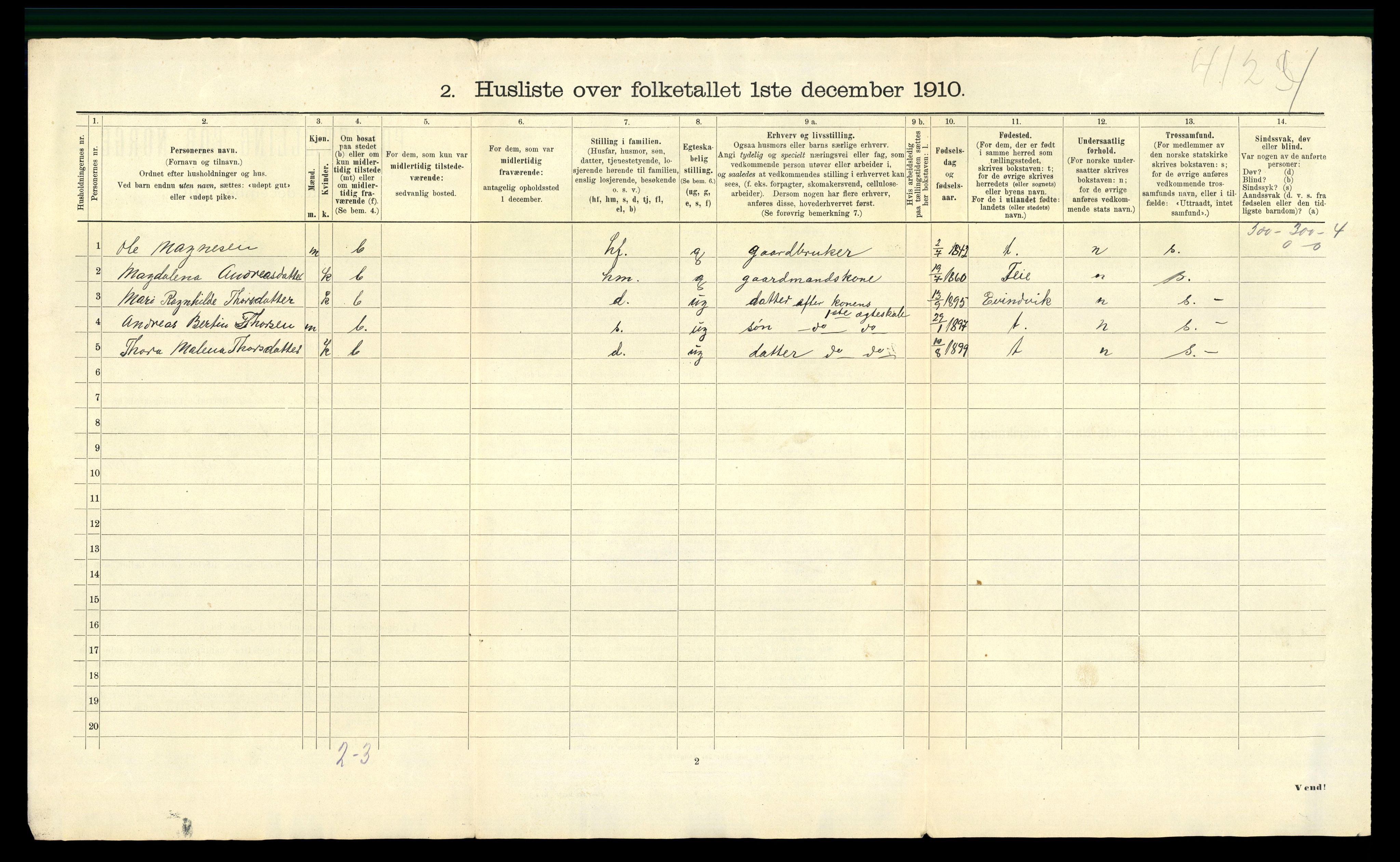 RA, 1910 census for Masfjorden, 1910, p. 47