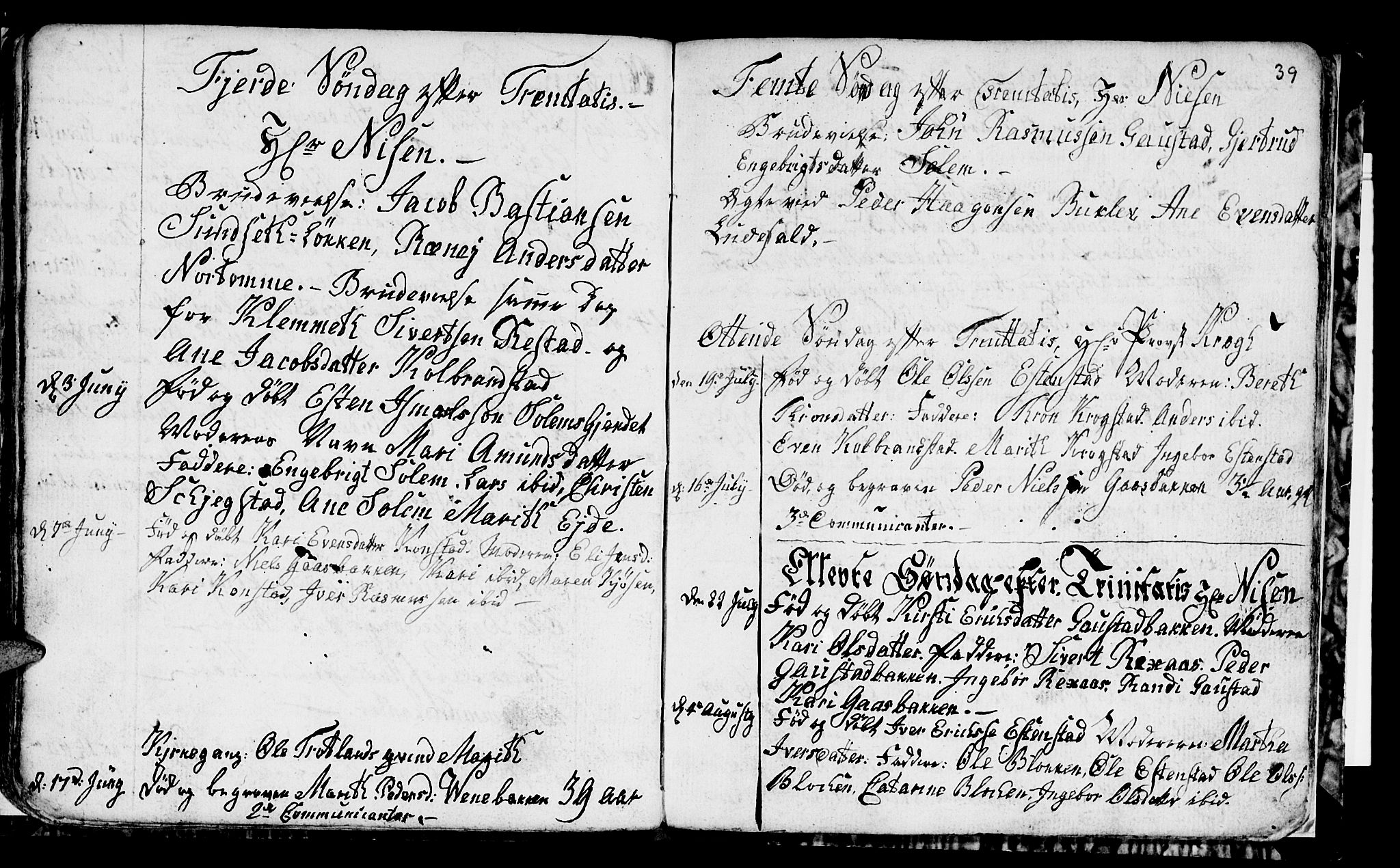 Ministerialprotokoller, klokkerbøker og fødselsregistre - Sør-Trøndelag, SAT/A-1456/694/L1129: Parish register (copy) no. 694C01, 1793-1815, p. 39