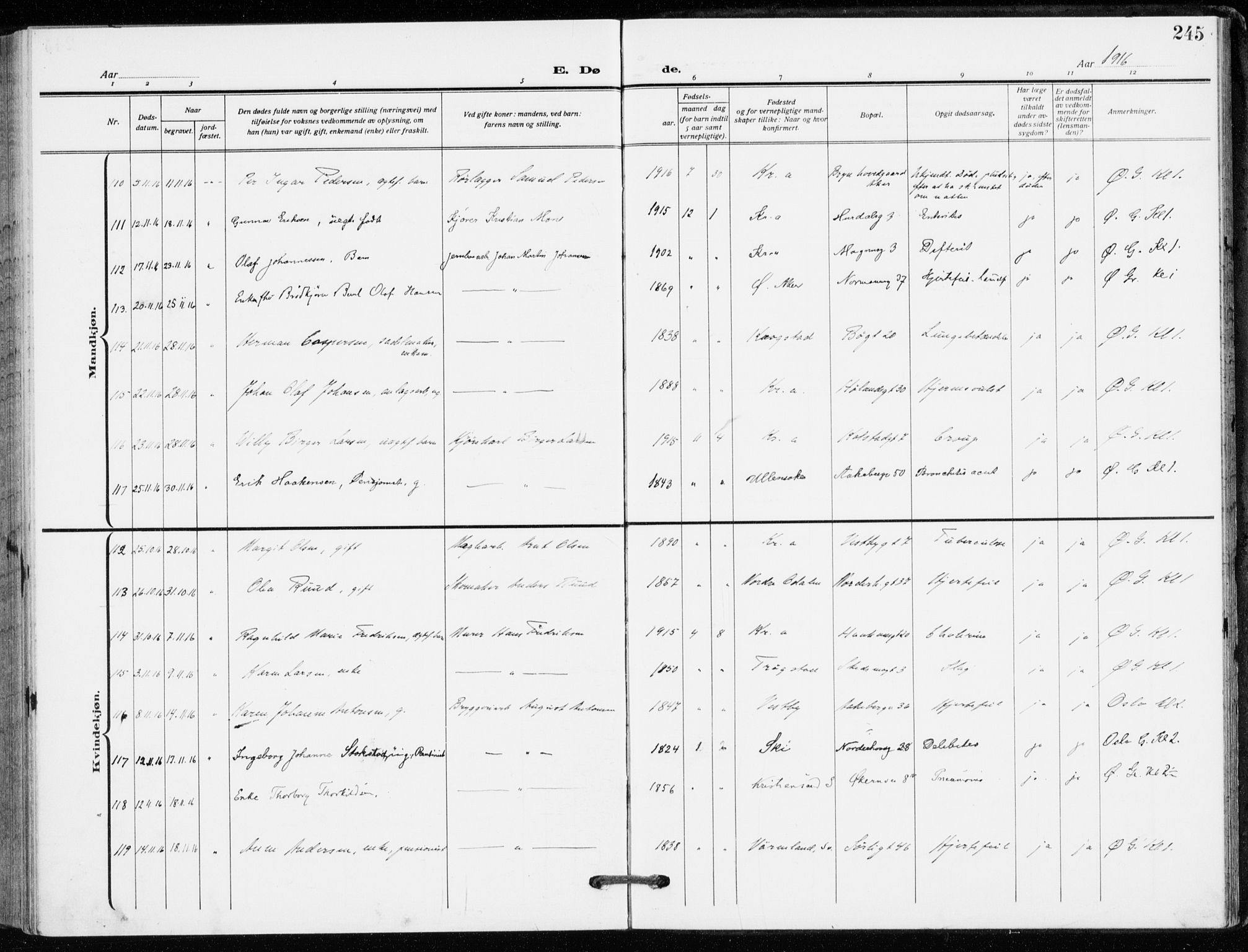 Kampen prestekontor Kirkebøker, AV/SAO-A-10853/F/Fa/L0013: Parish register (official) no. I 13, 1917-1922, p. 245