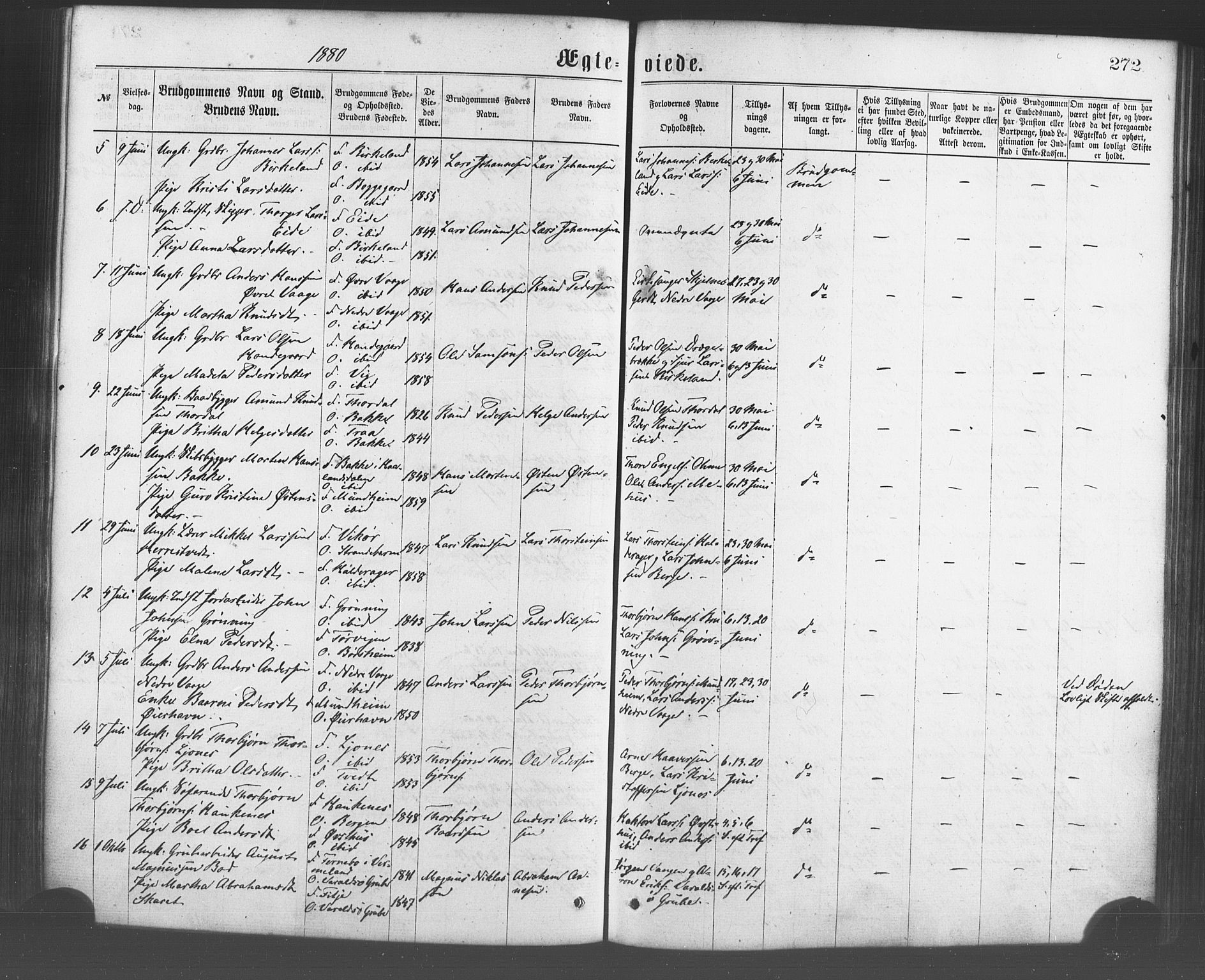 Strandebarm sokneprestembete, AV/SAB-A-78401/H/Haa: Parish register (official) no. A 9, 1872-1886, p. 272