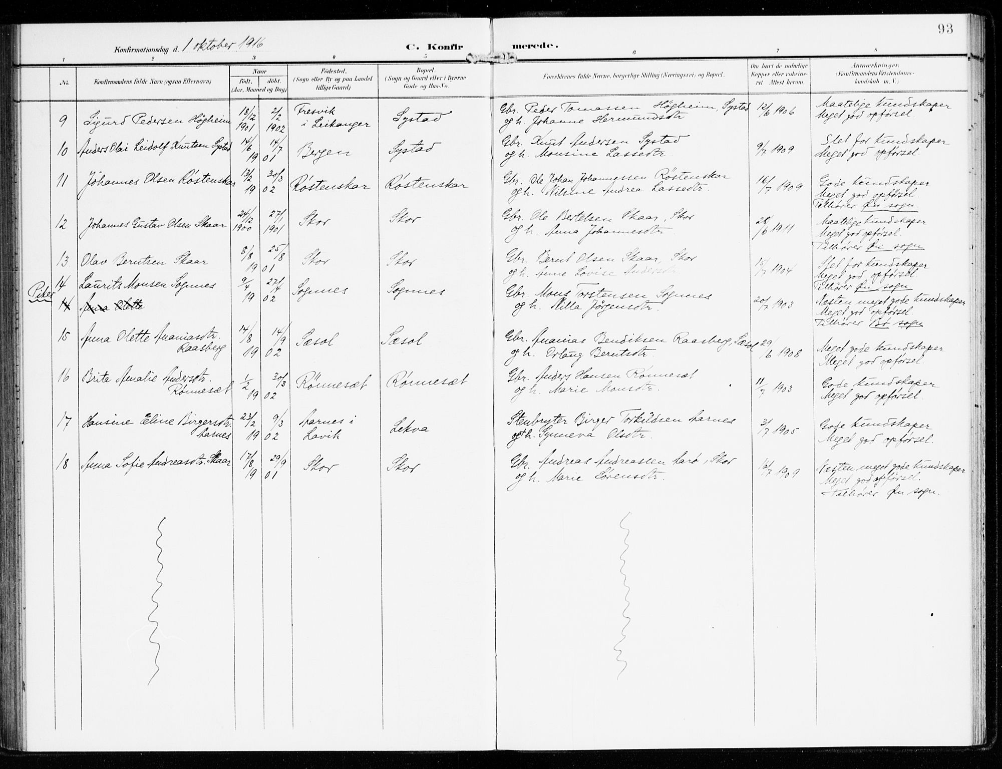 Hyllestad sokneprestembete, SAB/A-80401: Parish register (official) no. B 2, 1903-1917, p. 93