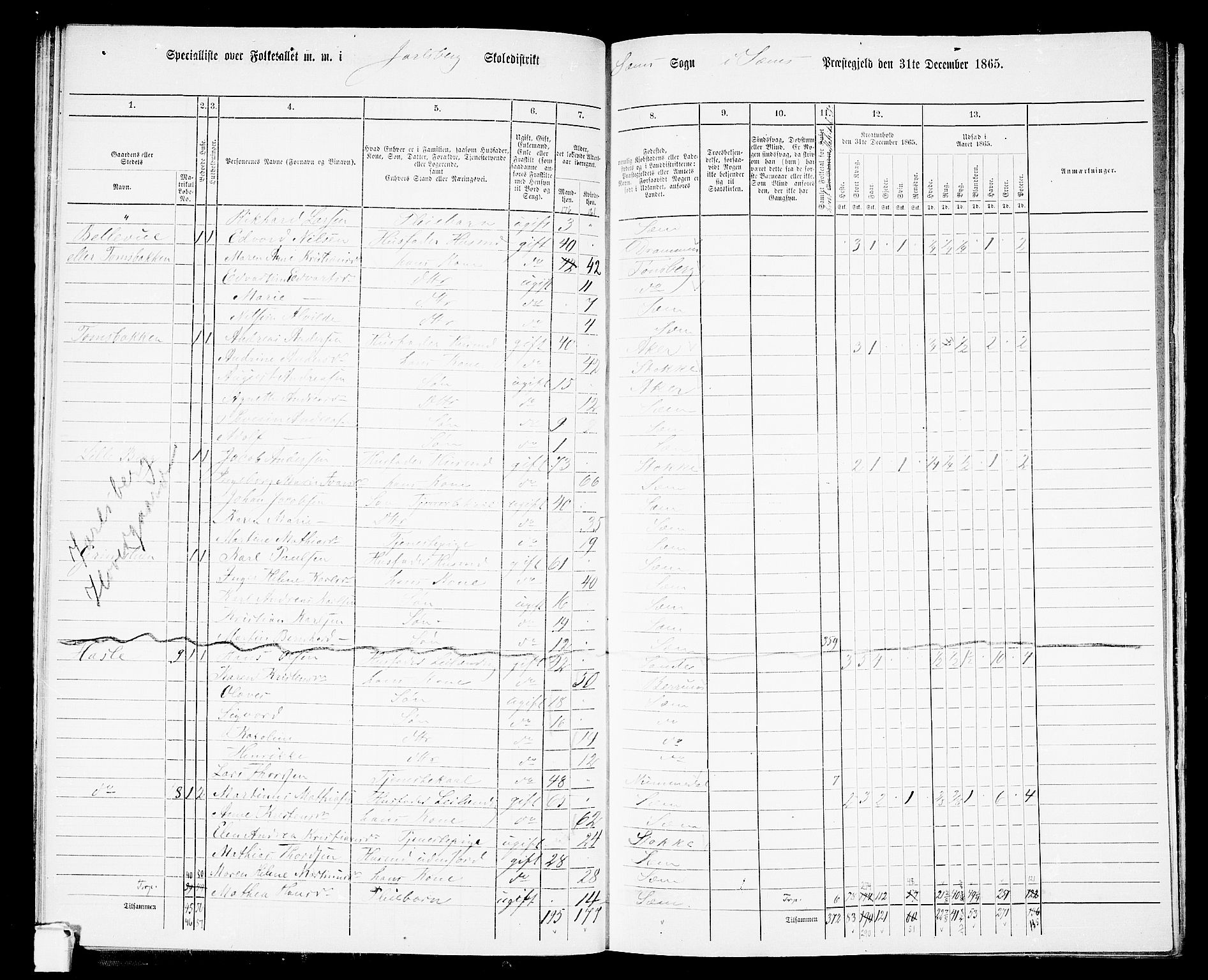 RA, 1865 census for Sem, 1865, p. 63