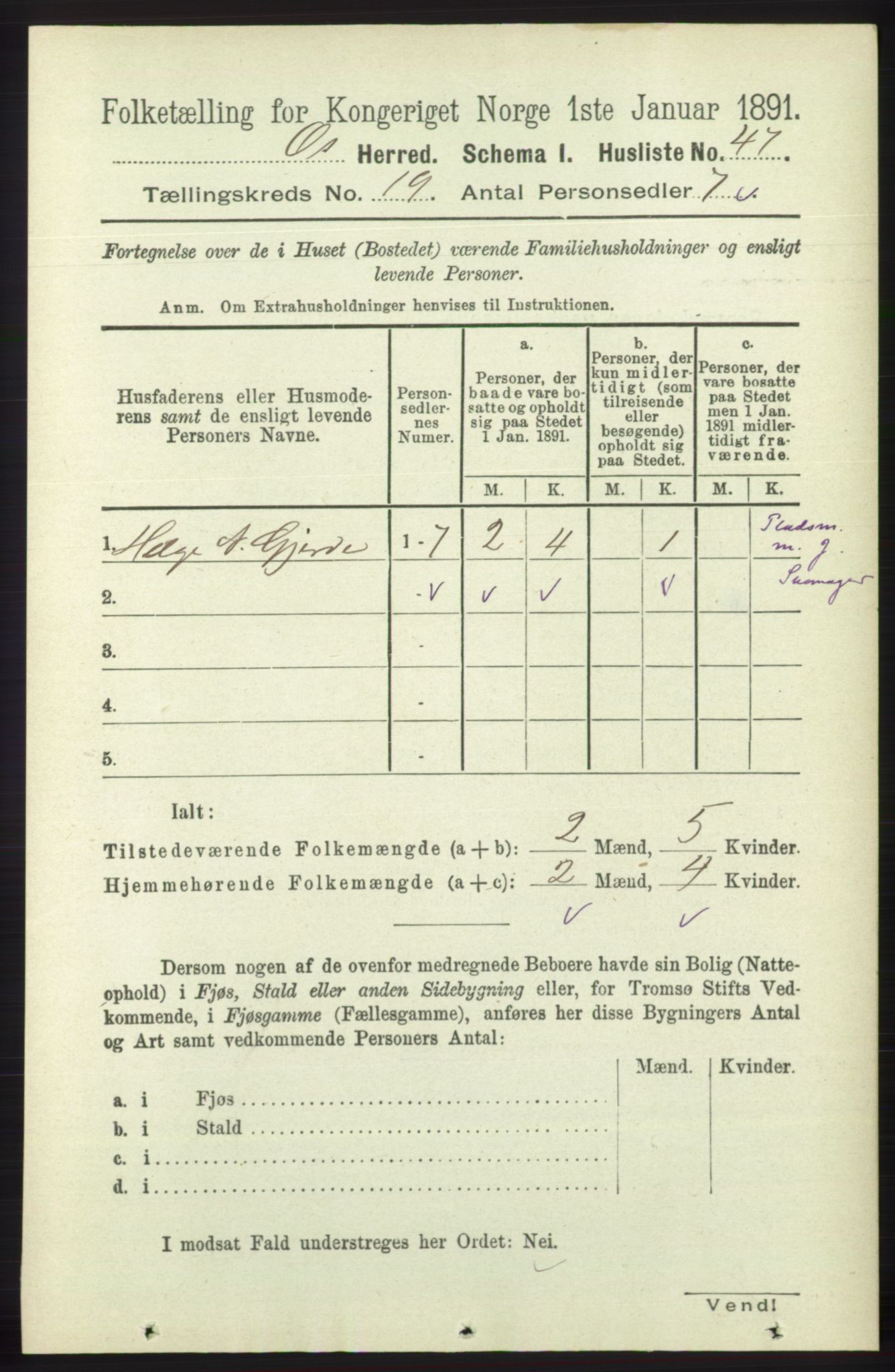 RA, 1891 census for 1243 Os, 1891, p. 4165