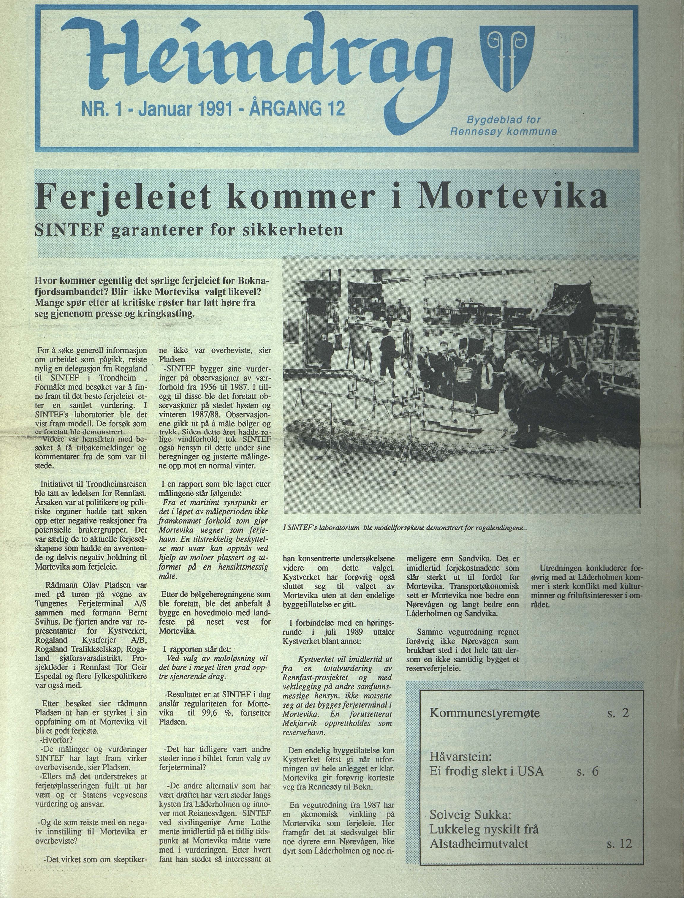 Rennesøy kommune. Heimdrag, lokalavis, BYST/A-0750/X/Xa/L0013: Heimdrag 1991, 1991
