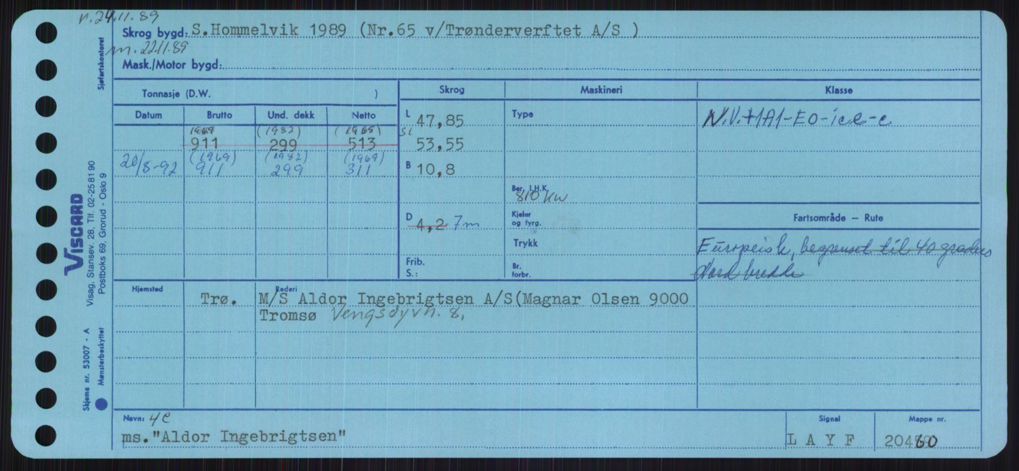 Sjøfartsdirektoratet med forløpere, Skipsmålingen, RA/S-1627/H/Ha/L0001/0001: Fartøy, A-Eig / Fartøy A-Bjøn, p. 85