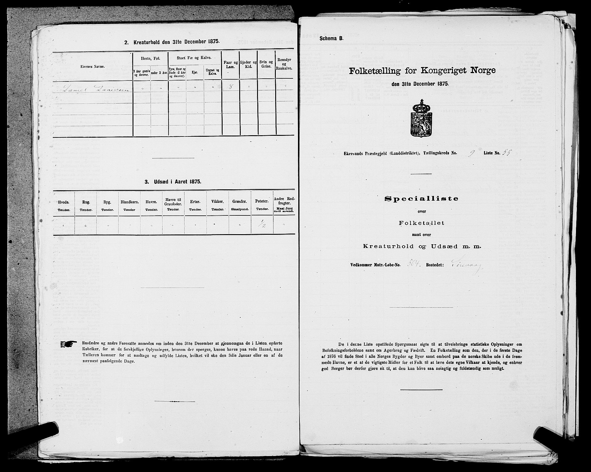 SAST, 1875 census for 1116L Eigersund/Eigersund og Ogna, 1875, p. 984