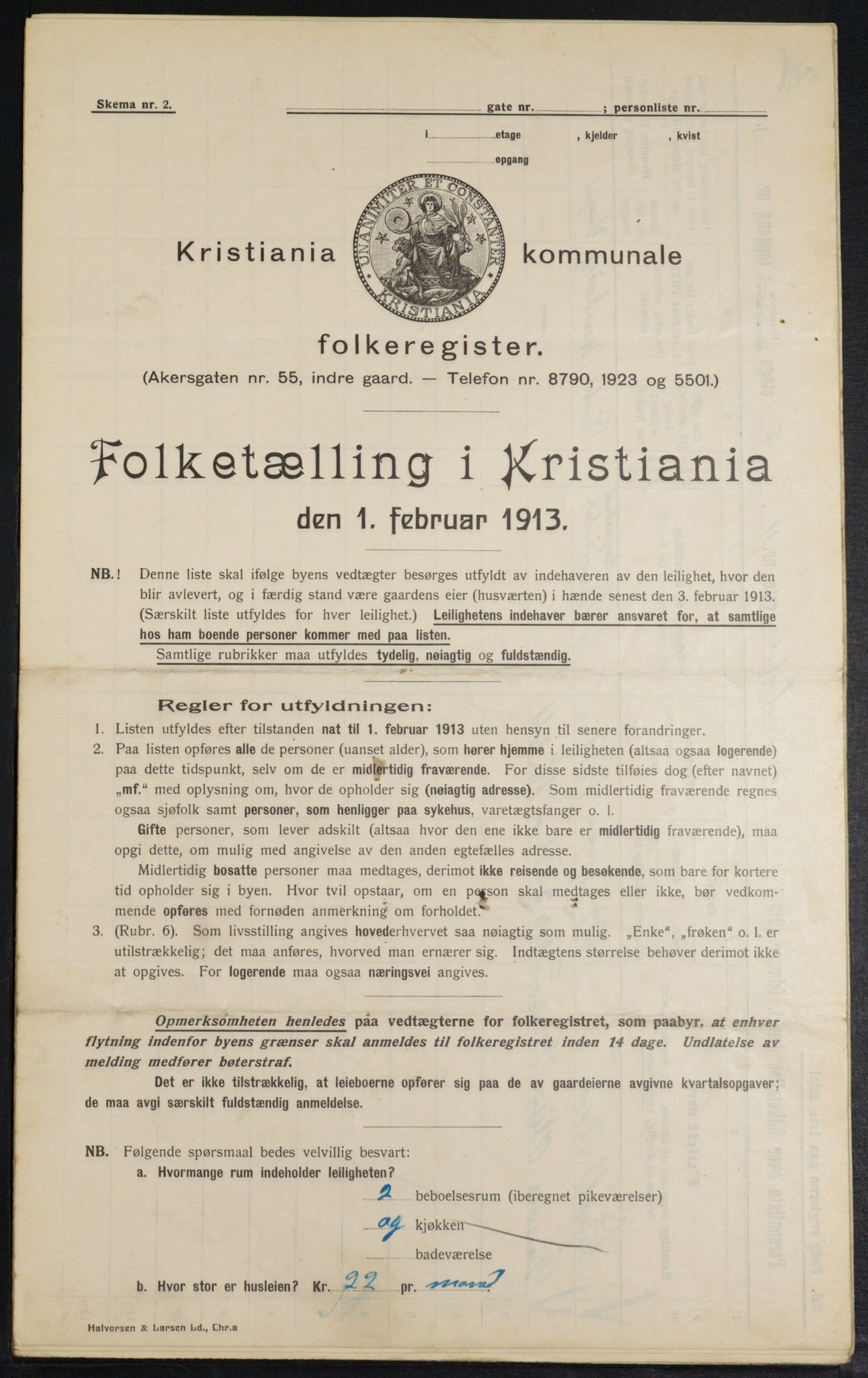 OBA, Municipal Census 1913 for Kristiania, 1913, p. 122354