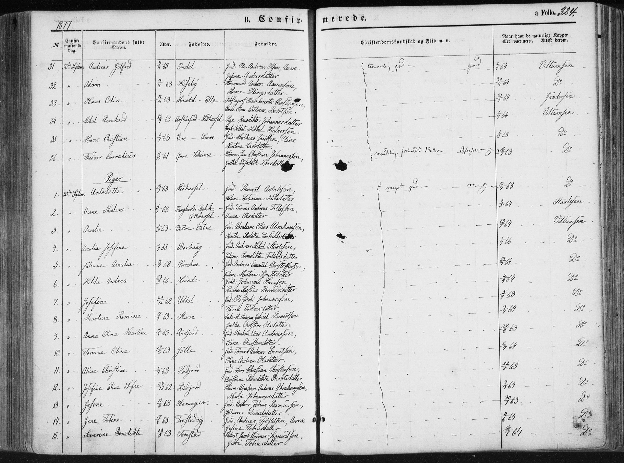 Lista sokneprestkontor, AV/SAK-1111-0027/F/Fa/L0011: Parish register (official) no. A 11, 1861-1878, p. 324