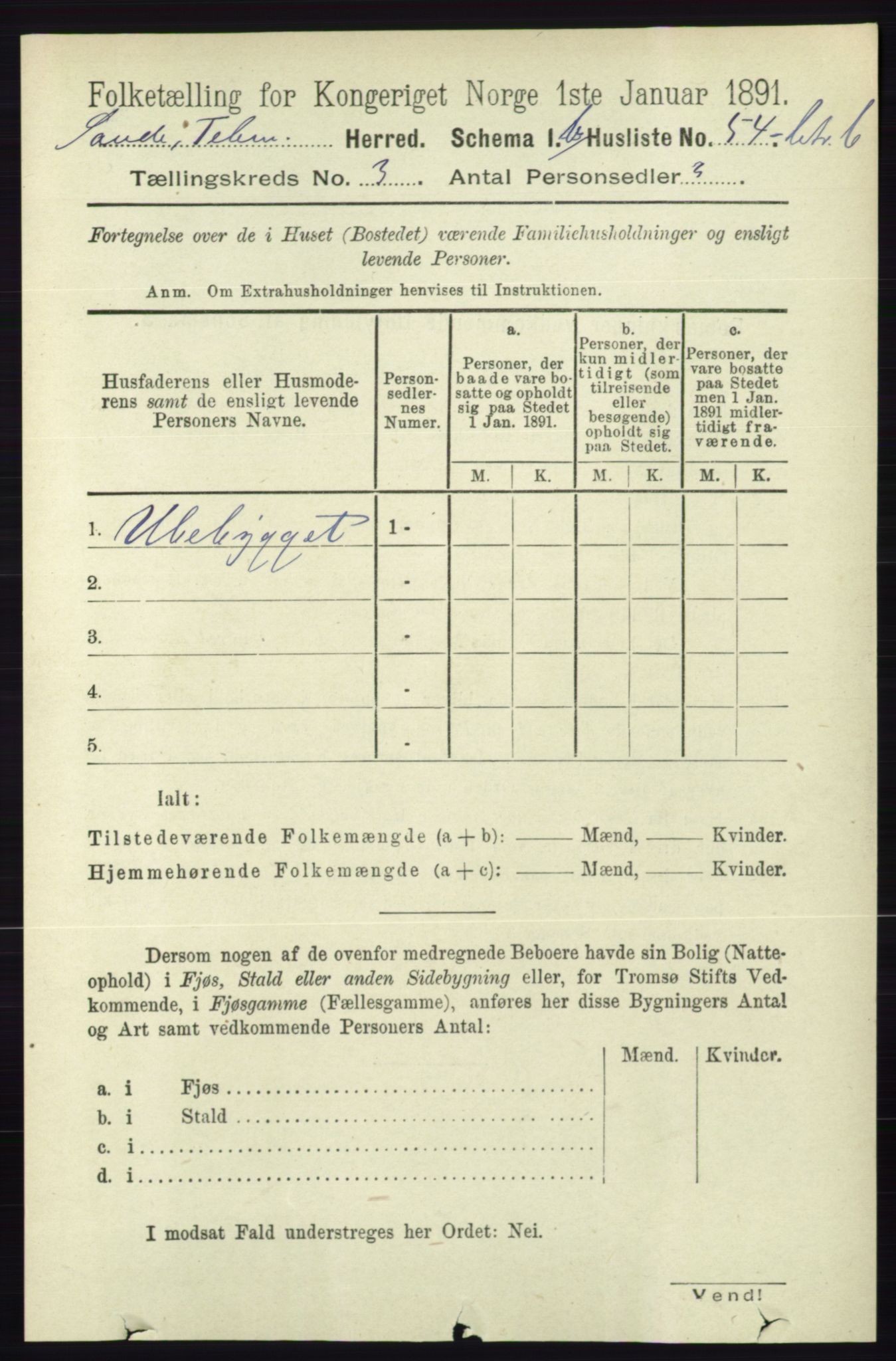 RA, 1891 census for 0822 Sauherad, 1891, p. 723