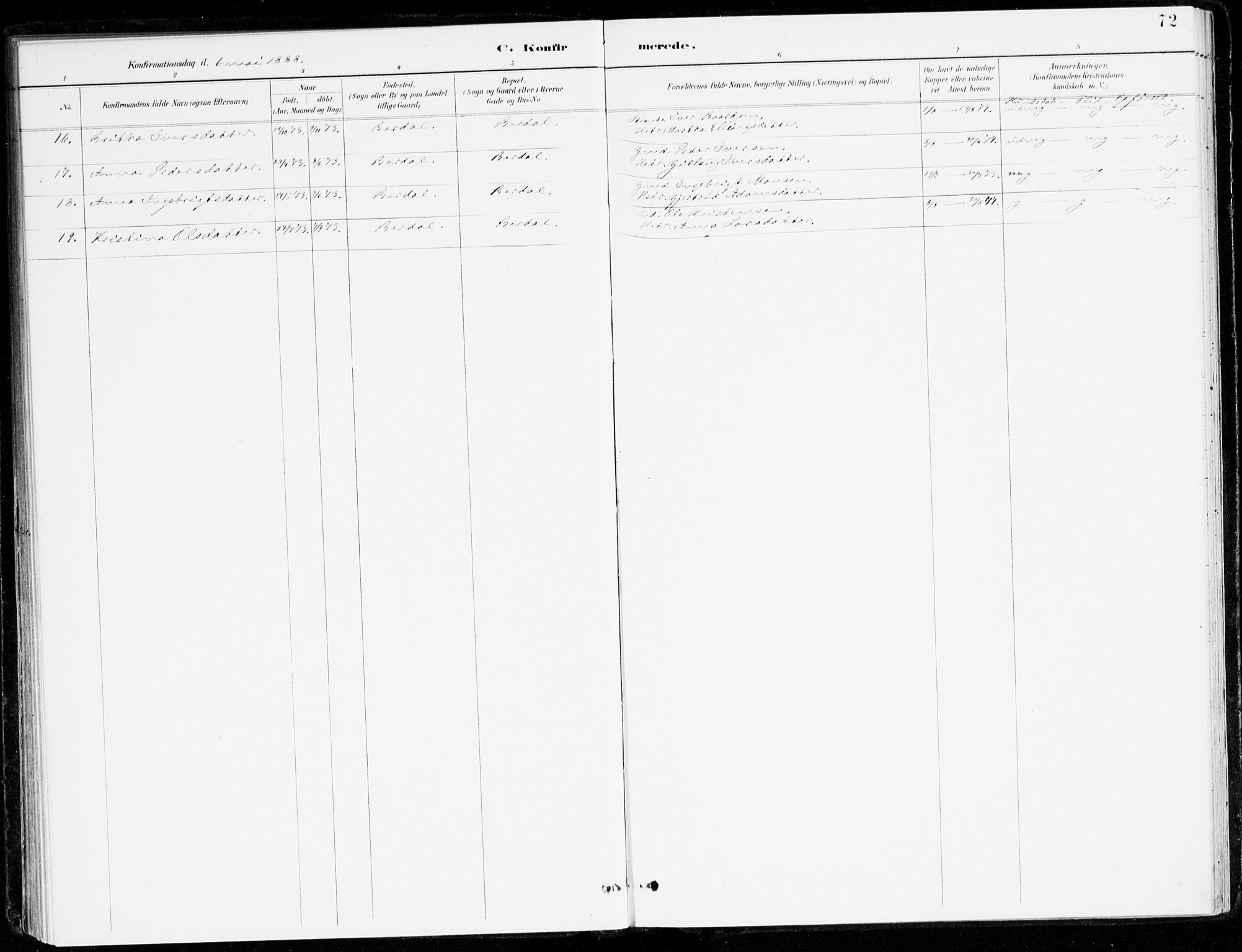 Leikanger sokneprestembete, SAB/A-81001: Parish register (official) no. D 1, 1887-1922, p. 72
