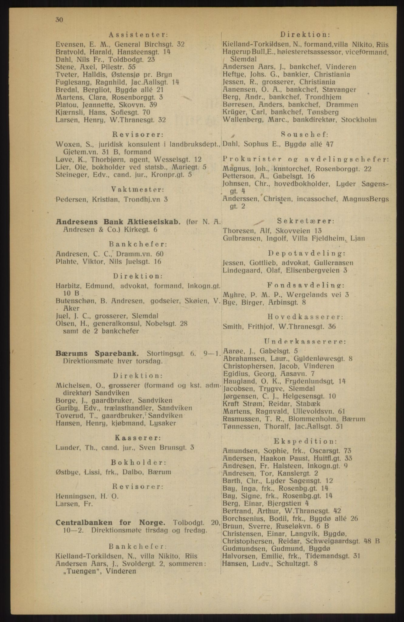Kristiania/Oslo adressebok, PUBL/-, 1914, p. 30