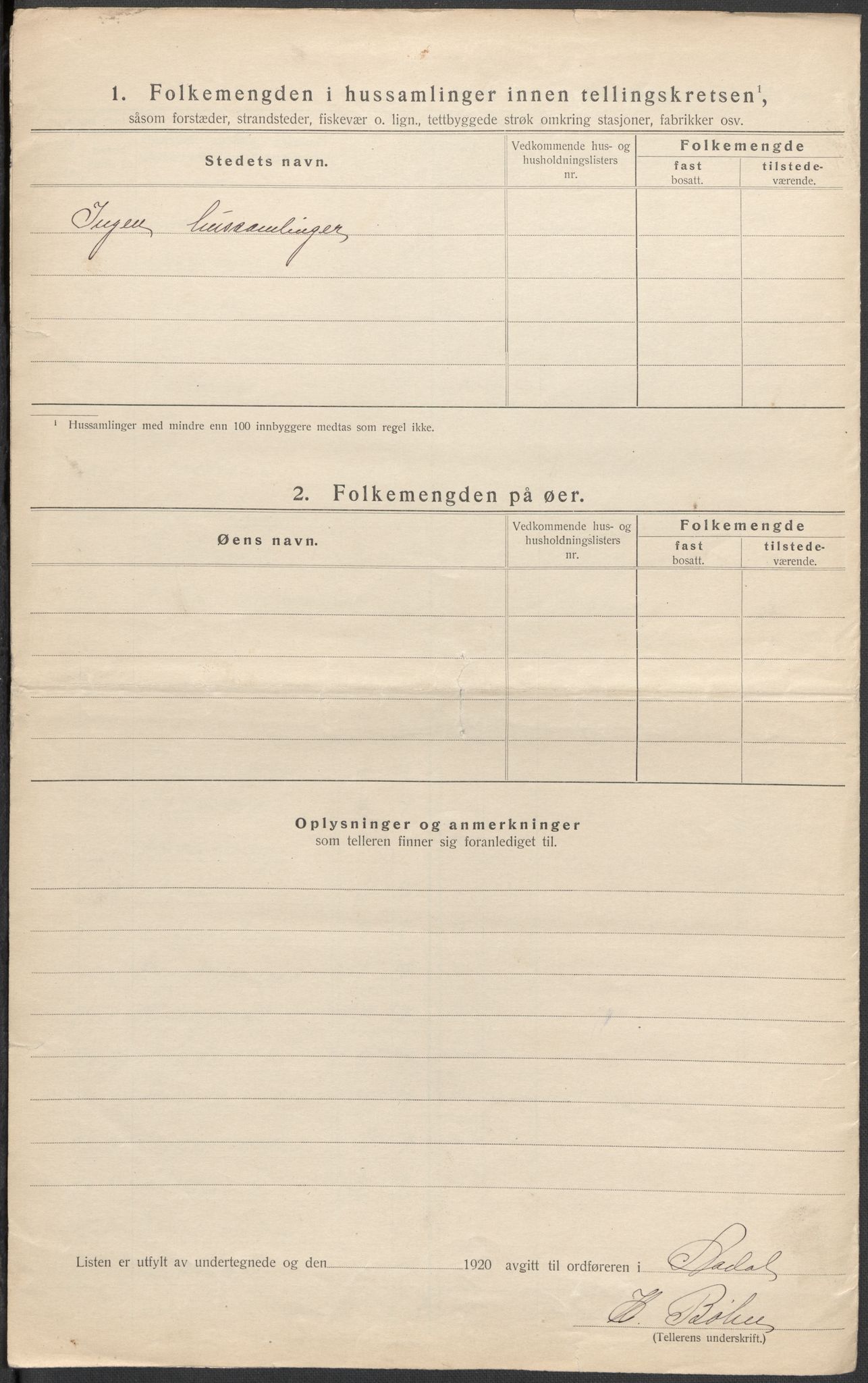 SAKO, 1920 census for Ådal, 1920, p. 26