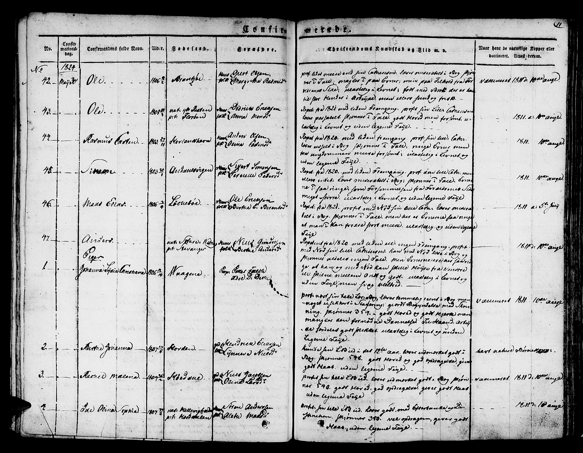 Kinn sokneprestembete, AV/SAB-A-80801/H/Haa/Haaa/L0004/0001: Parish register (official) no. A 4I, 1822-1840, p. 11